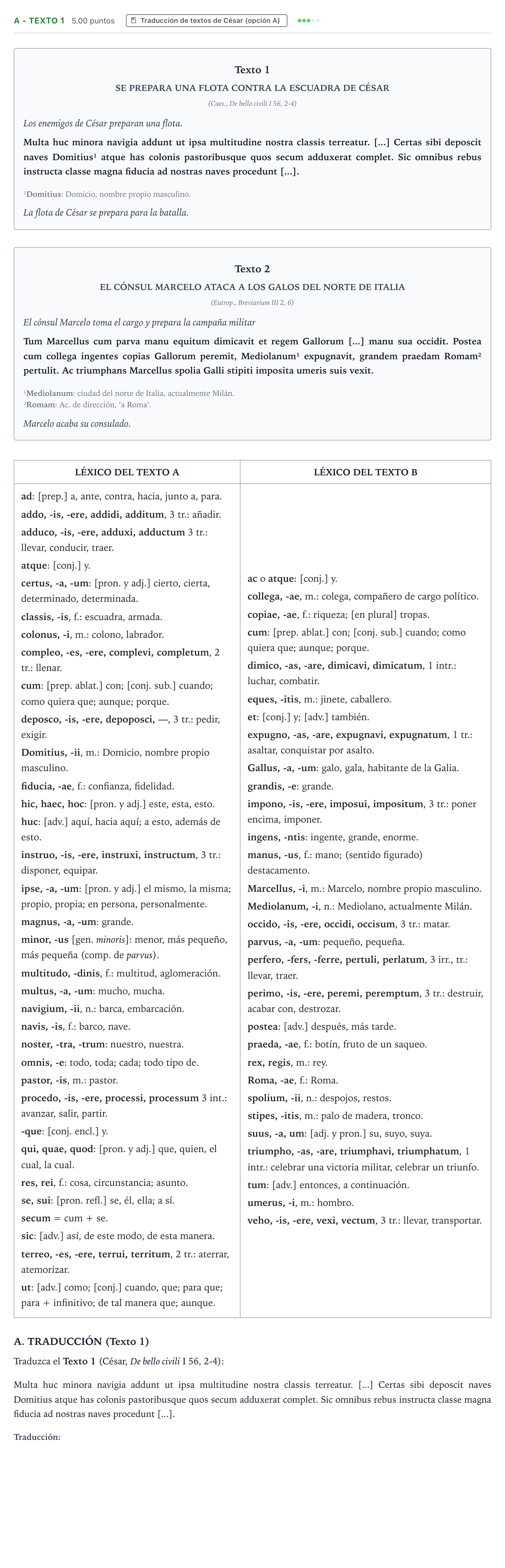 Enunciado: Ejercicio A - Texto 1 · Latín II PAU Valencia Ordinaria 2021