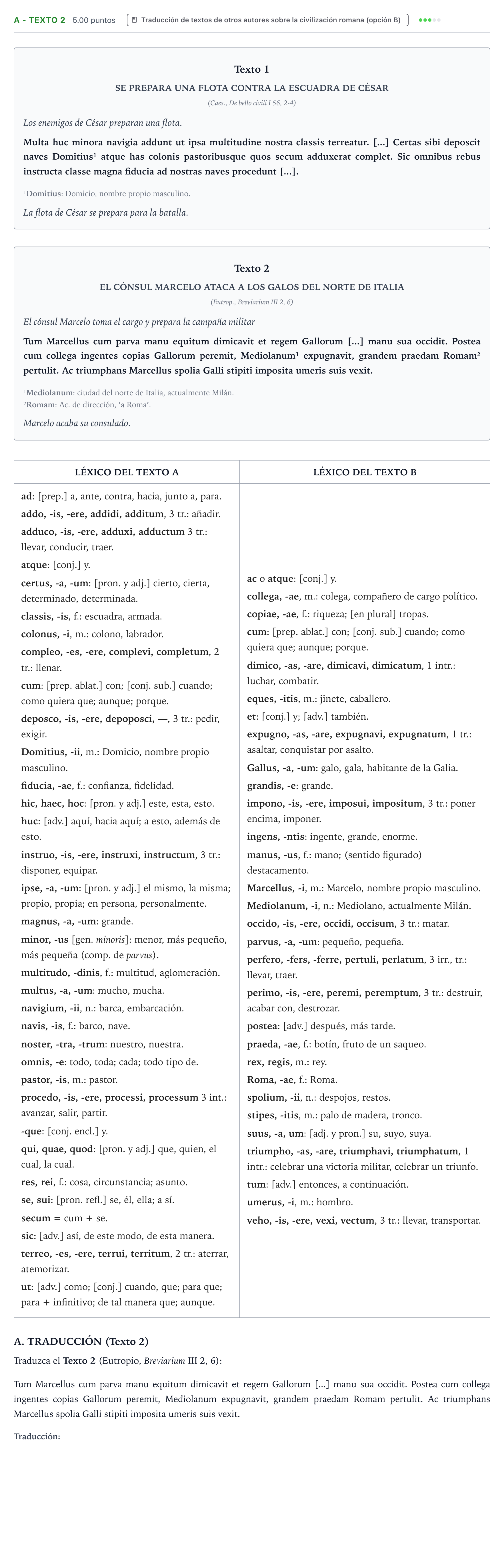 Enunciado: Ejercicio A - Texto 2 · Latín II PAU Valencia Ordinaria 2021