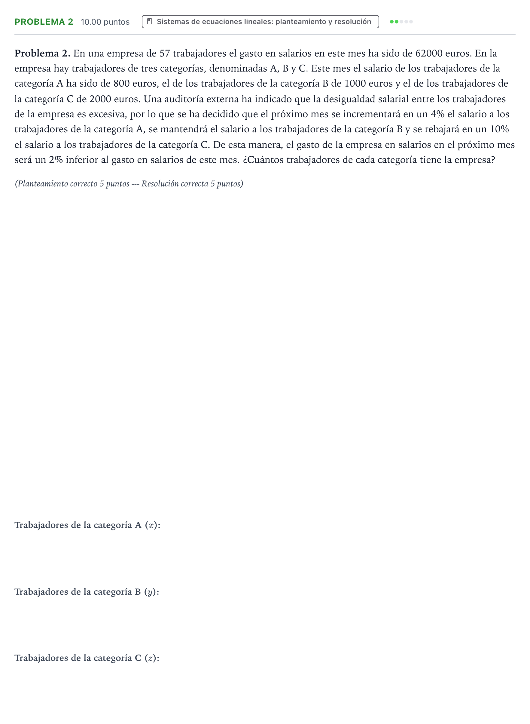 Enunciado: Problema 2 · Matemáticas aplicadas a las Ciencias Sociales II PAU Valencia Ordinaria 2021