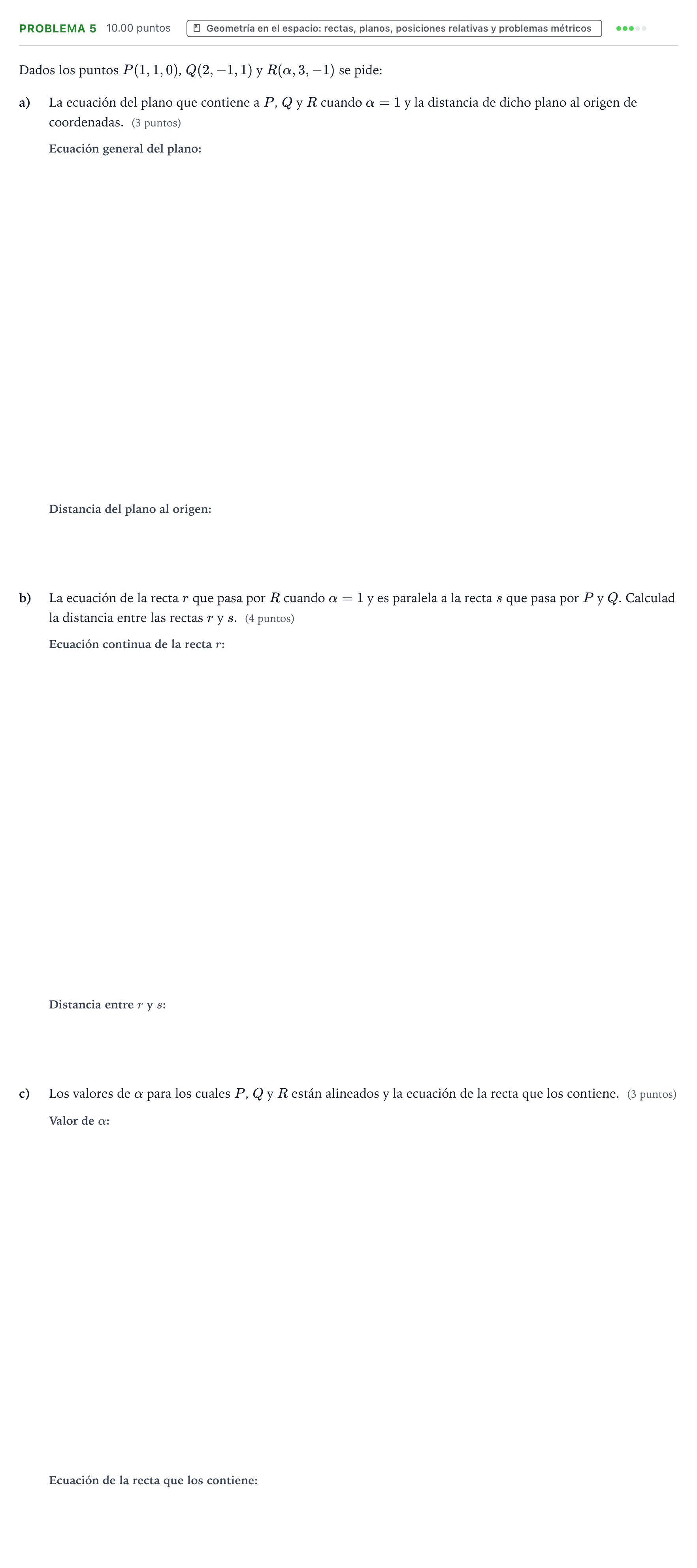 Enunciado: Problema 5 · Matemáticas II PAU Valencia Extraordinaria 2021