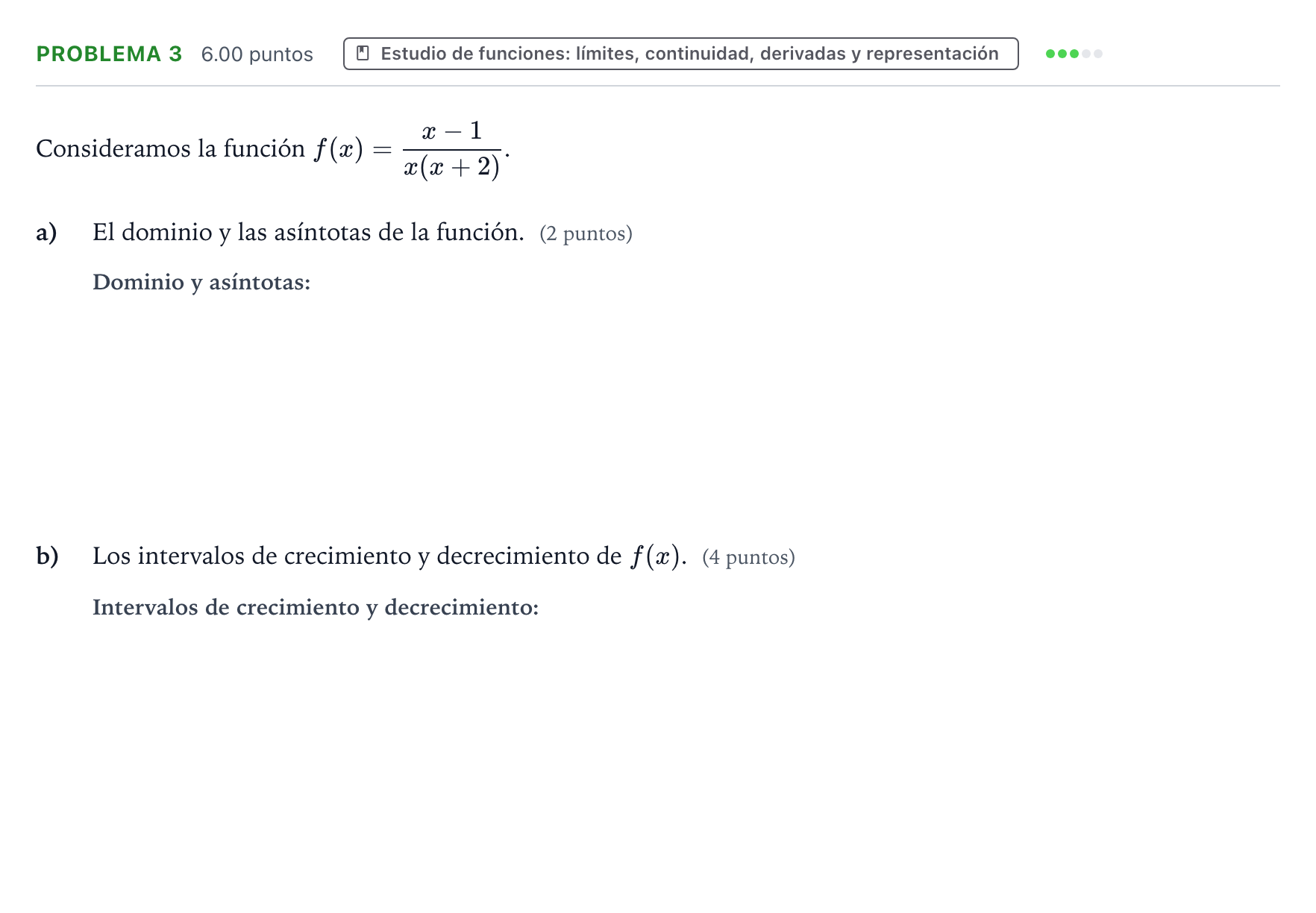 Enunciado: Problema 3 - Estudio de funciones · Matemáticas II PAU Valencia Ordinaria 2021