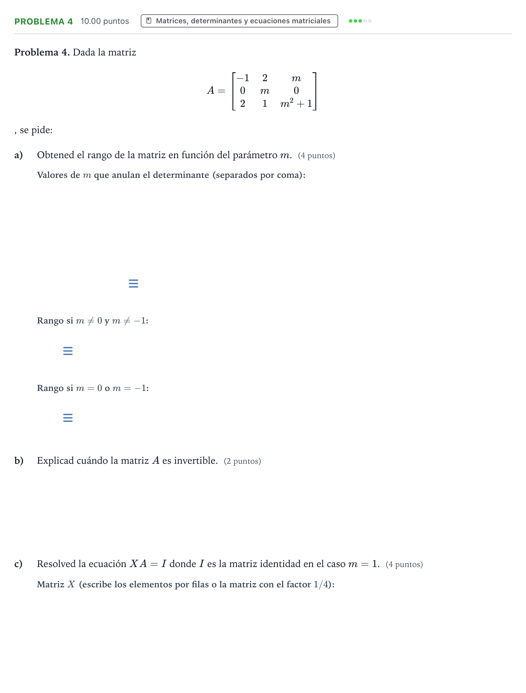 Enunciado: Problema 4 · Matemáticas II PAU Valencia Ordinaria 2021