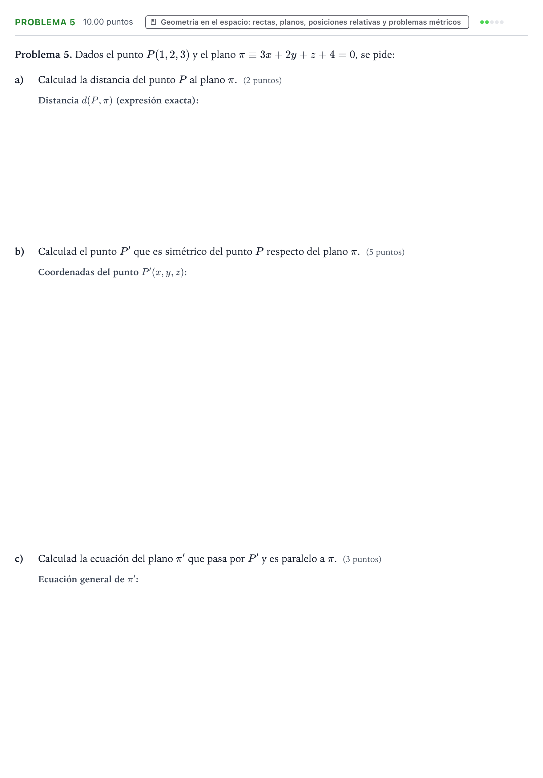 Enunciado: Problema 5 · Matemáticas II PAU Valencia Ordinaria 2021