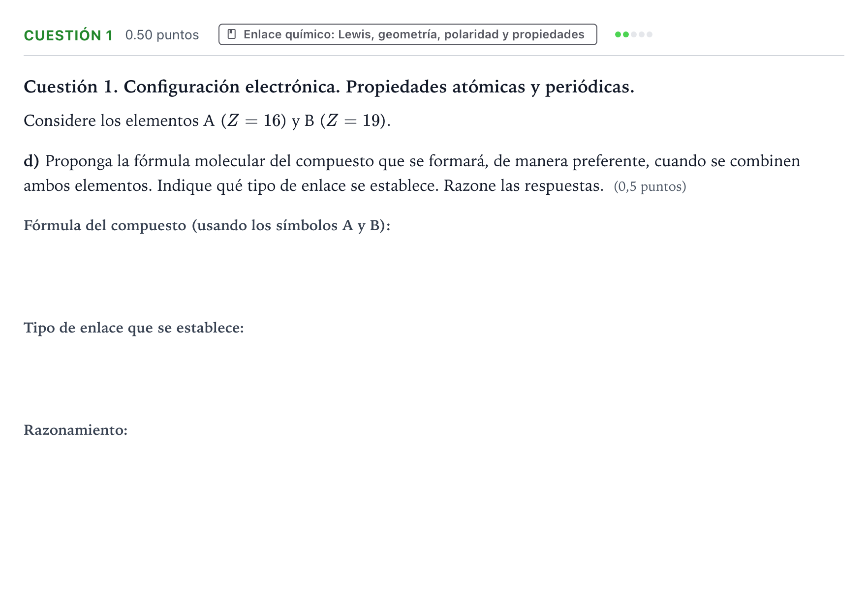 Enunciado: Cuestión 1 - Enlace químico · Química PAU Valencia Ordinaria 2021