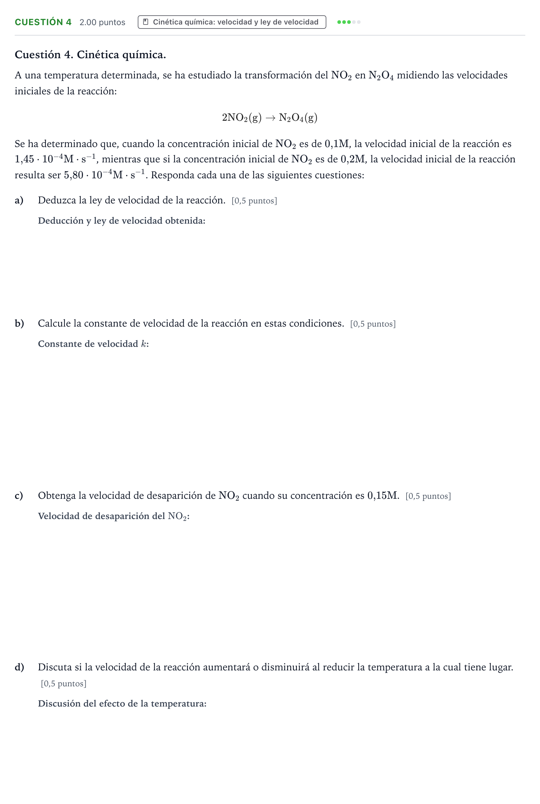 Enunciado: Cuestión 4 · Química PAU Valencia Ordinaria 2021