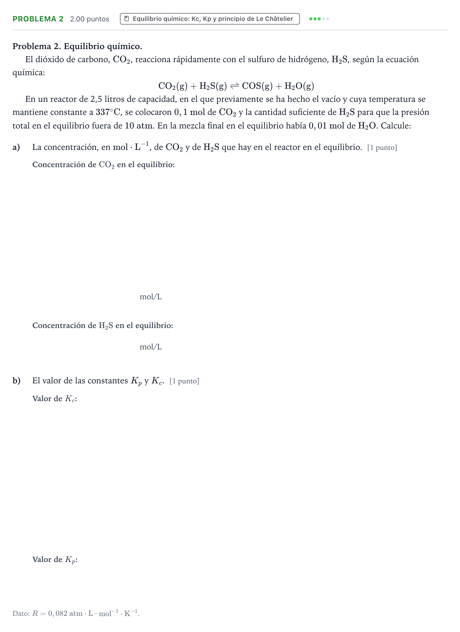 Enunciado: Problema 2 · Química PAU Valencia Ordinaria 2021