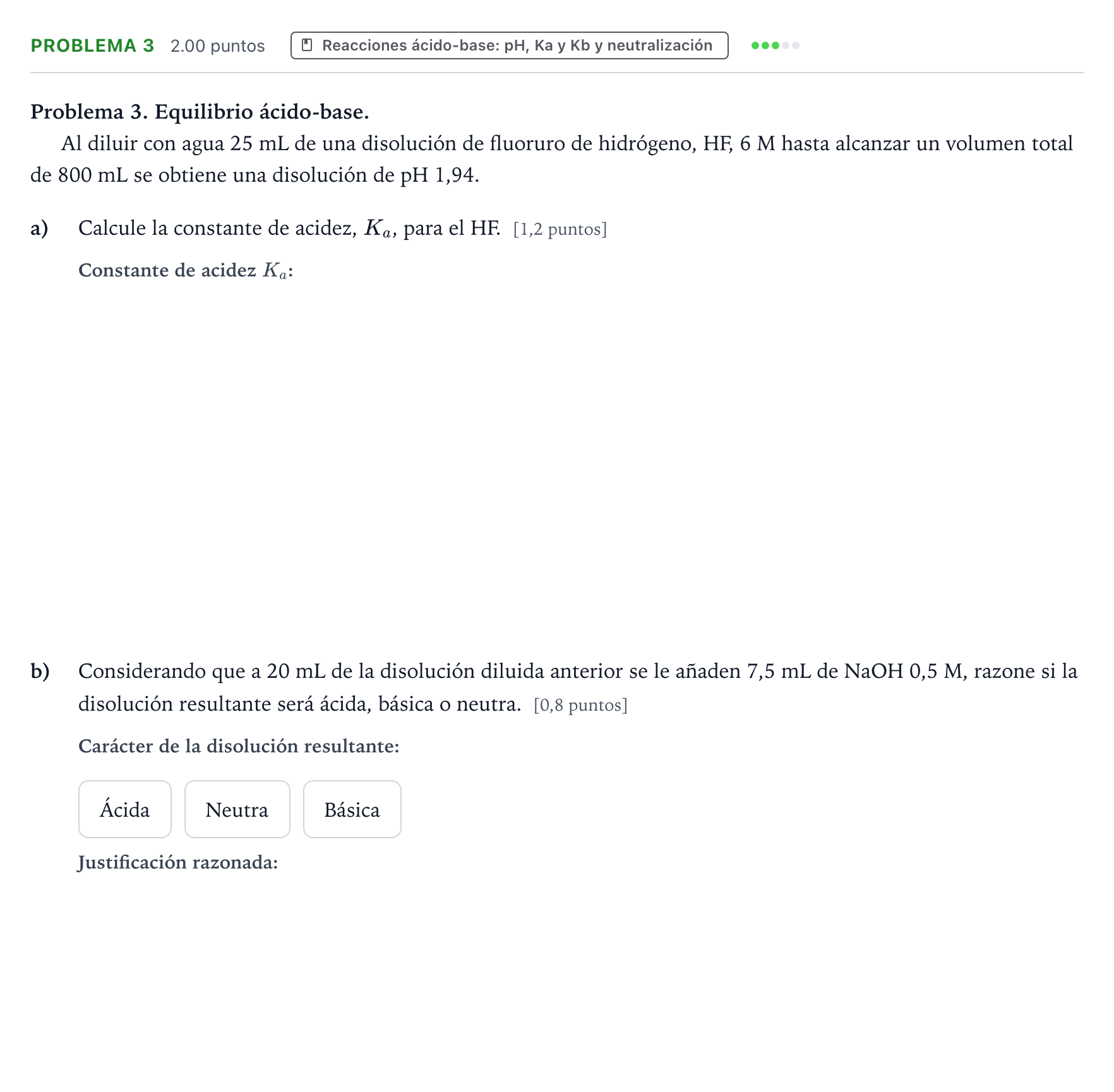 Enunciado: Problema 3 · Química PAU Valencia Ordinaria 2021