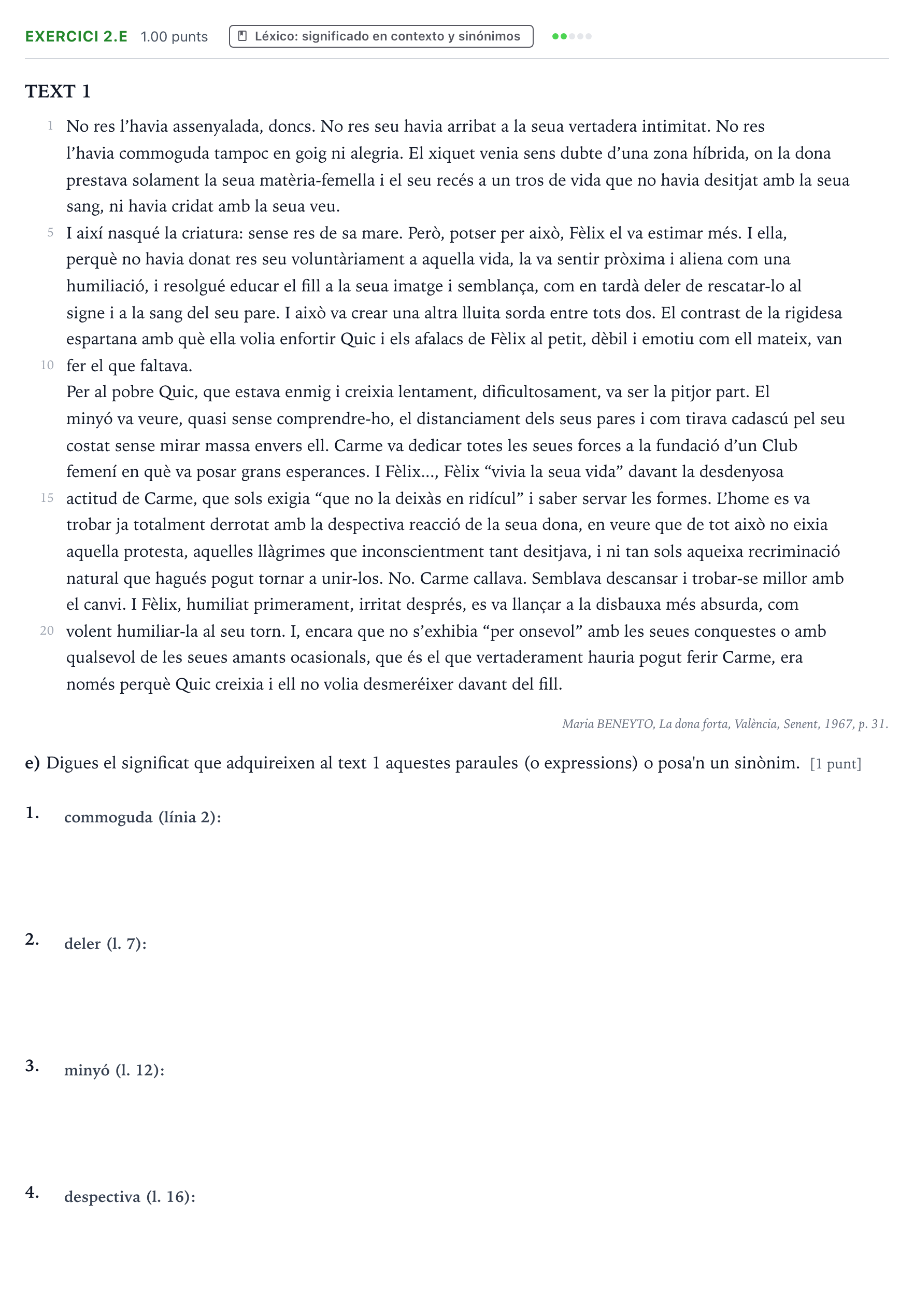 Enunciado: Ejercicio 2.e · Lengua Valenciana y Literatura II PAU Valencia Extraordinaria 2021