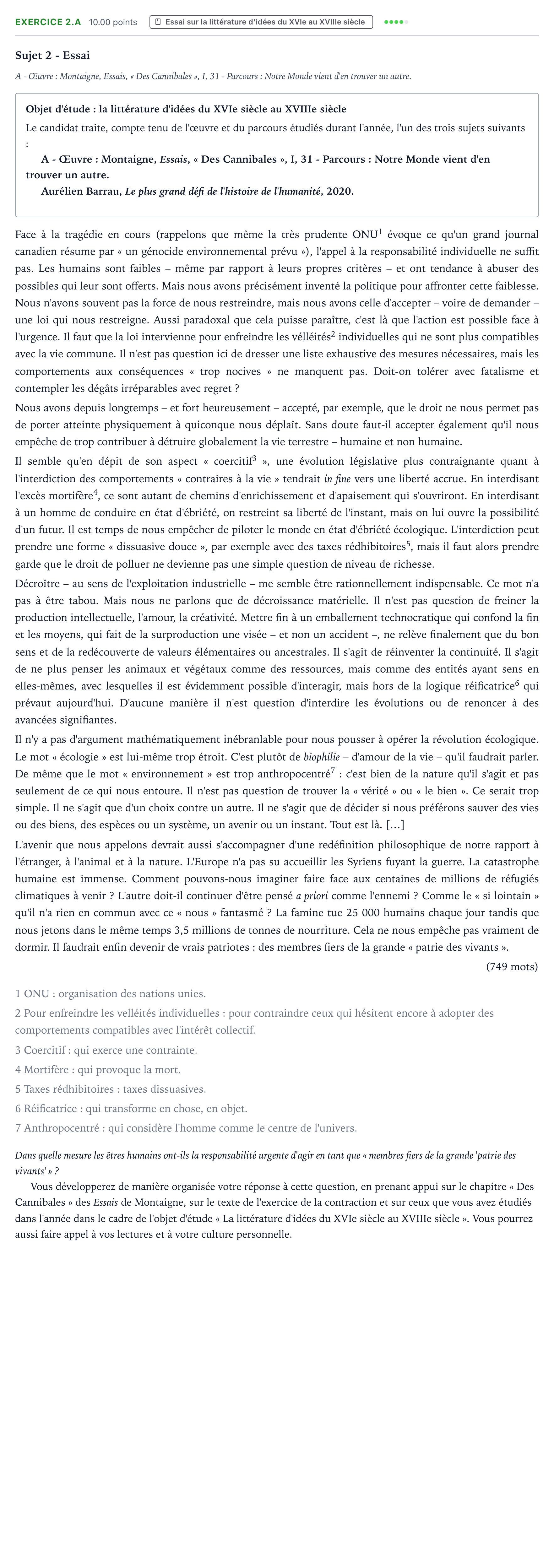 Énoncé: Exercice 2.A - Essai · Bac STMG Français Antilles-Guyane 2021 (jour 1)