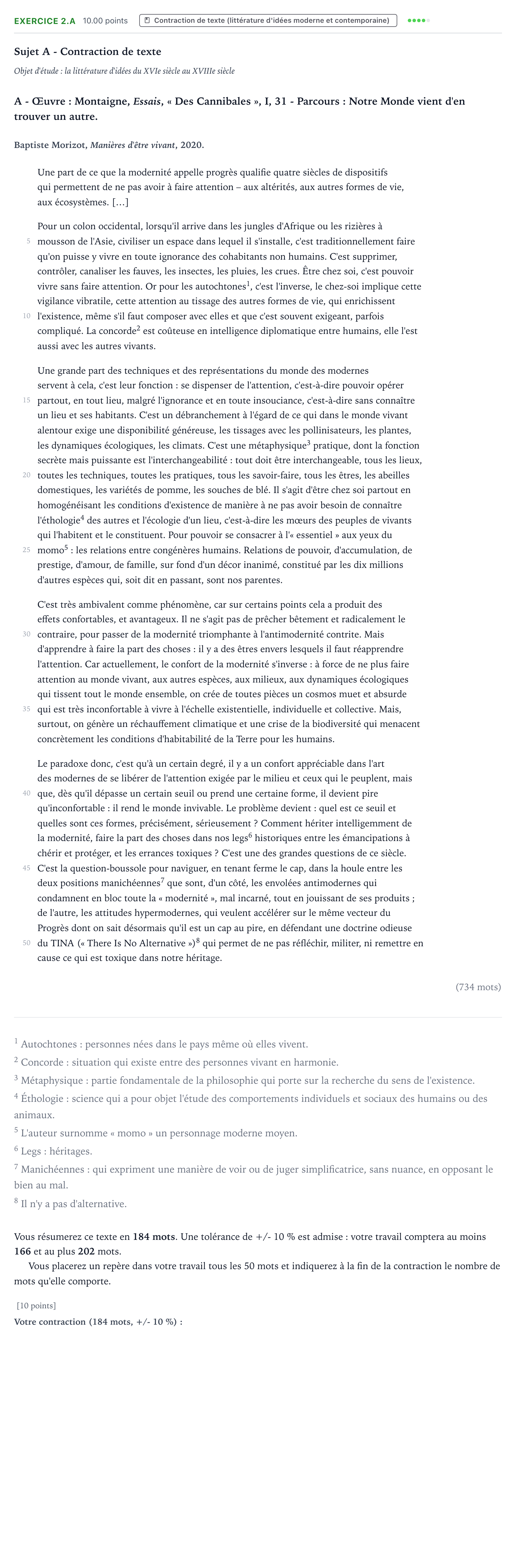 Énoncé: Exercice 2.A - Contraction de texte · Bac STMG Français Antilles-Guyane 2021 (jour 2)