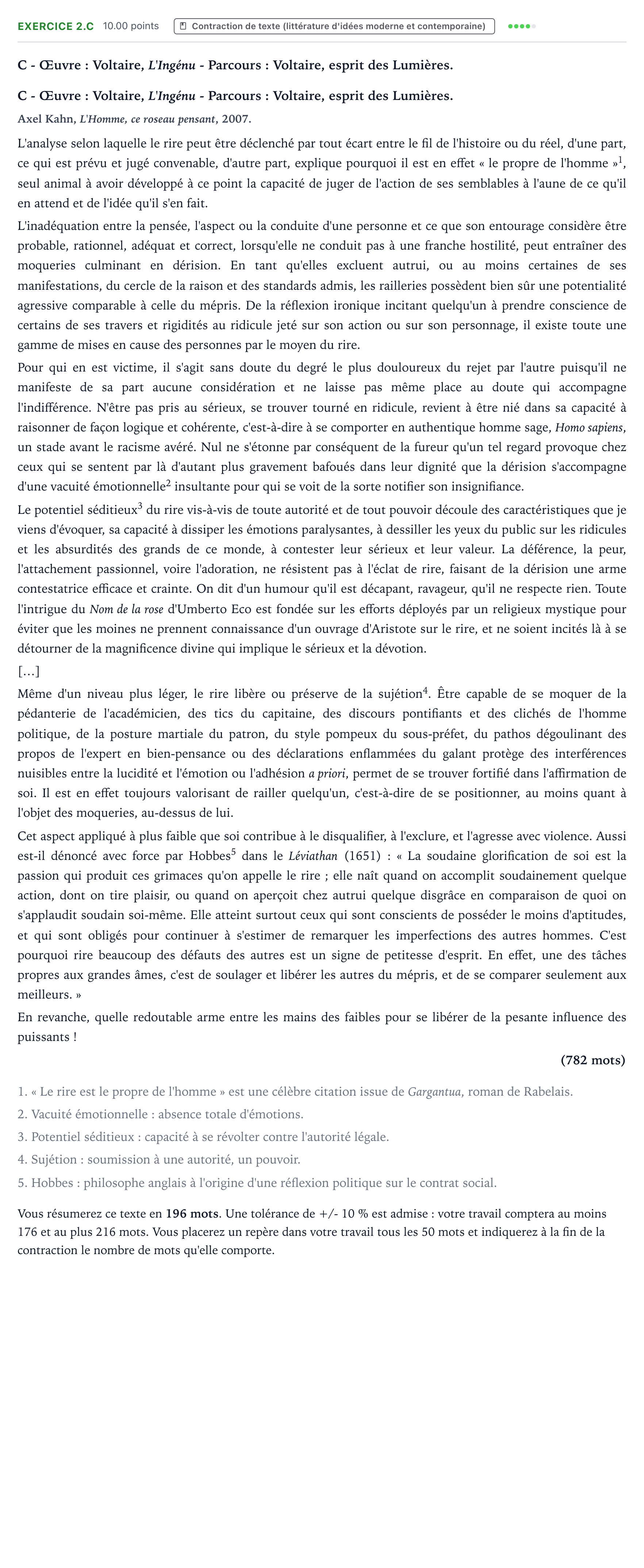 Énoncé: Exercice 2.C - Contraction de texte · Bac STMG Français Antilles-Guyane 2021 (jour 2)