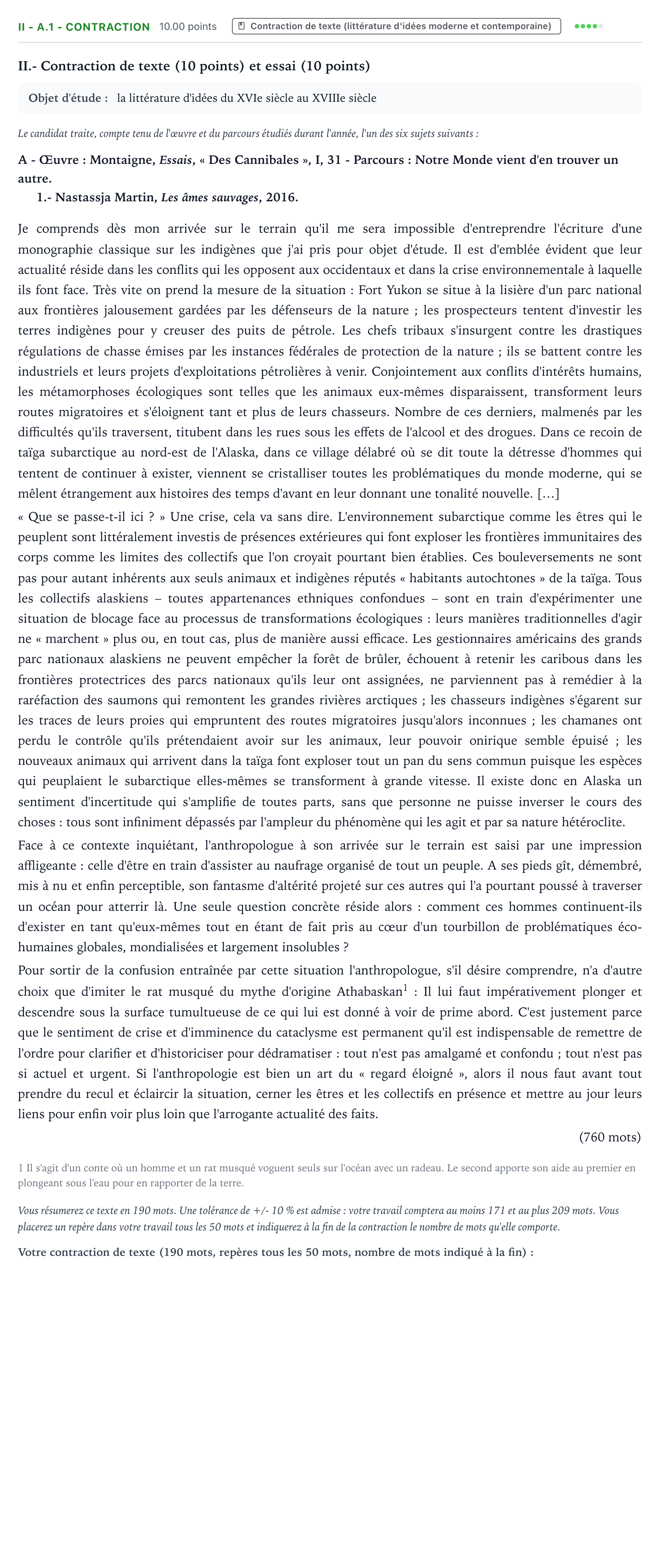 Énoncé: Exercice II - A.1 - Contraction · Bac STMG Français Antilles-Guyane remplacement 2021