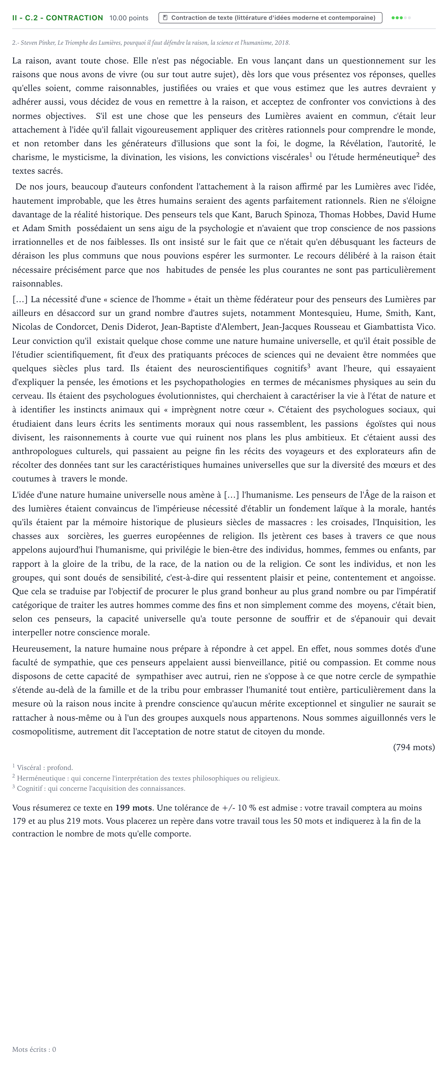 Énoncé: Exercice II - C.2 - Contraction · Bac STMG Français Antilles-Guyane remplacement 2021