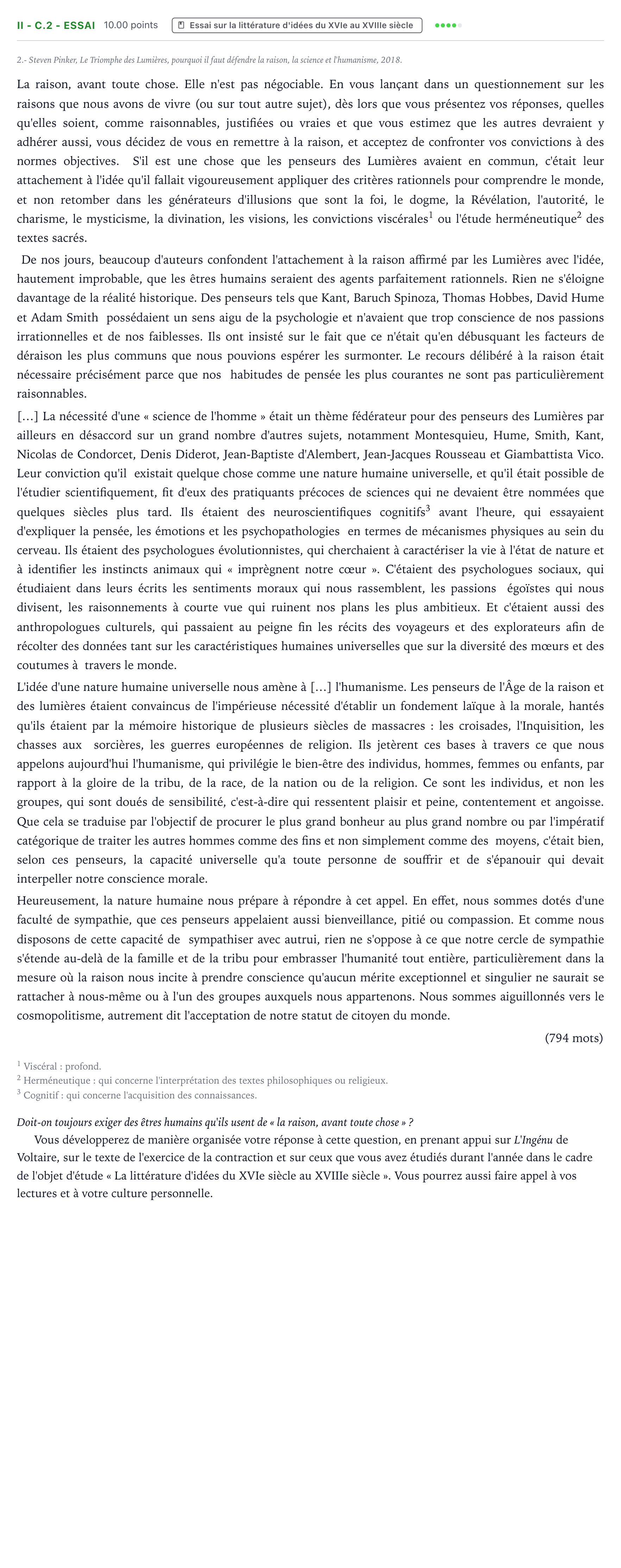 Énoncé: Exercice II - C.2 - Essai · Bac STMG Français Antilles-Guyane remplacement 2021