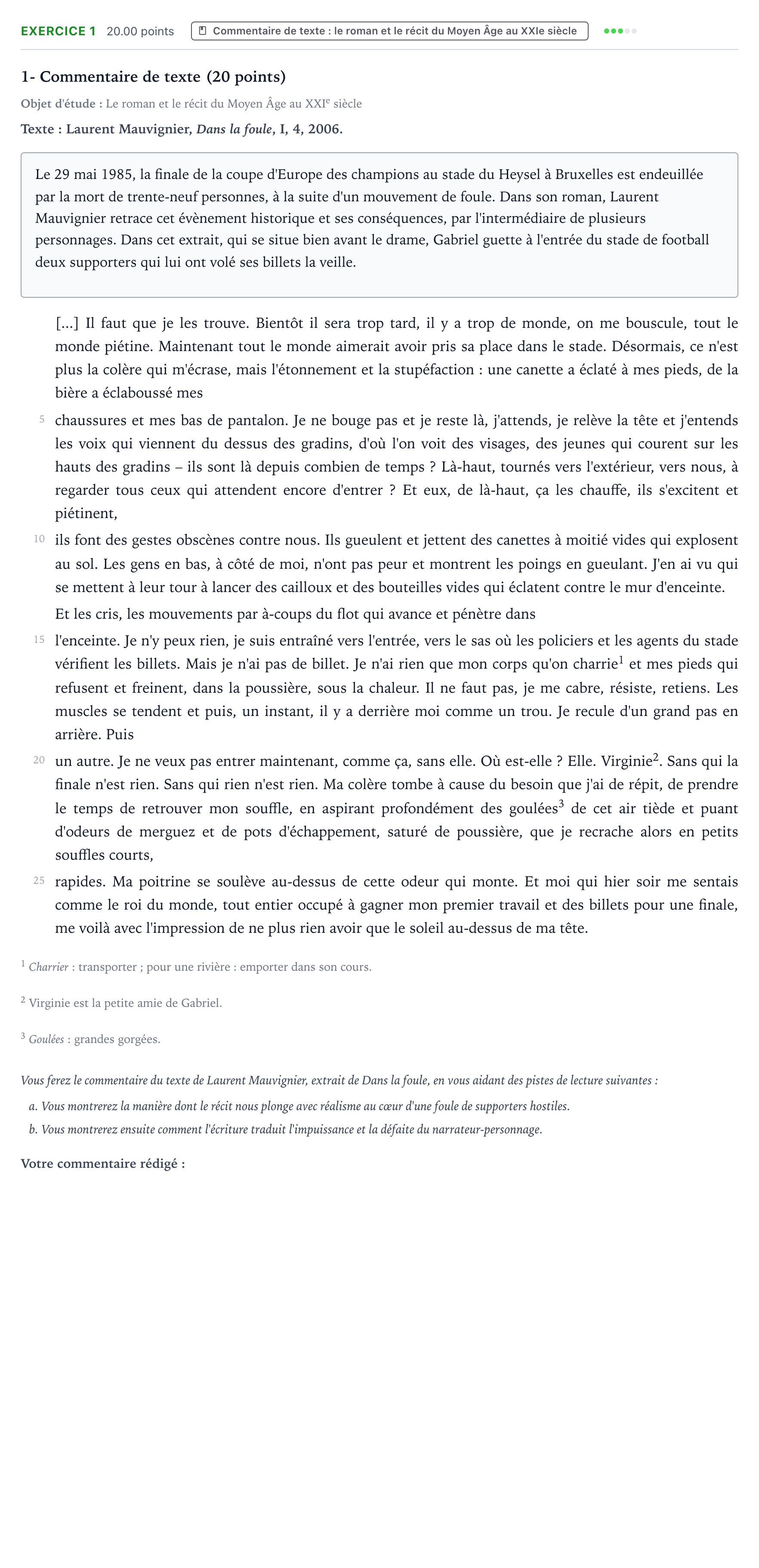 Énoncé: Exercice 1 - Commentaire de texte · Bac STMG Français Asie 2021 (jour 1)
