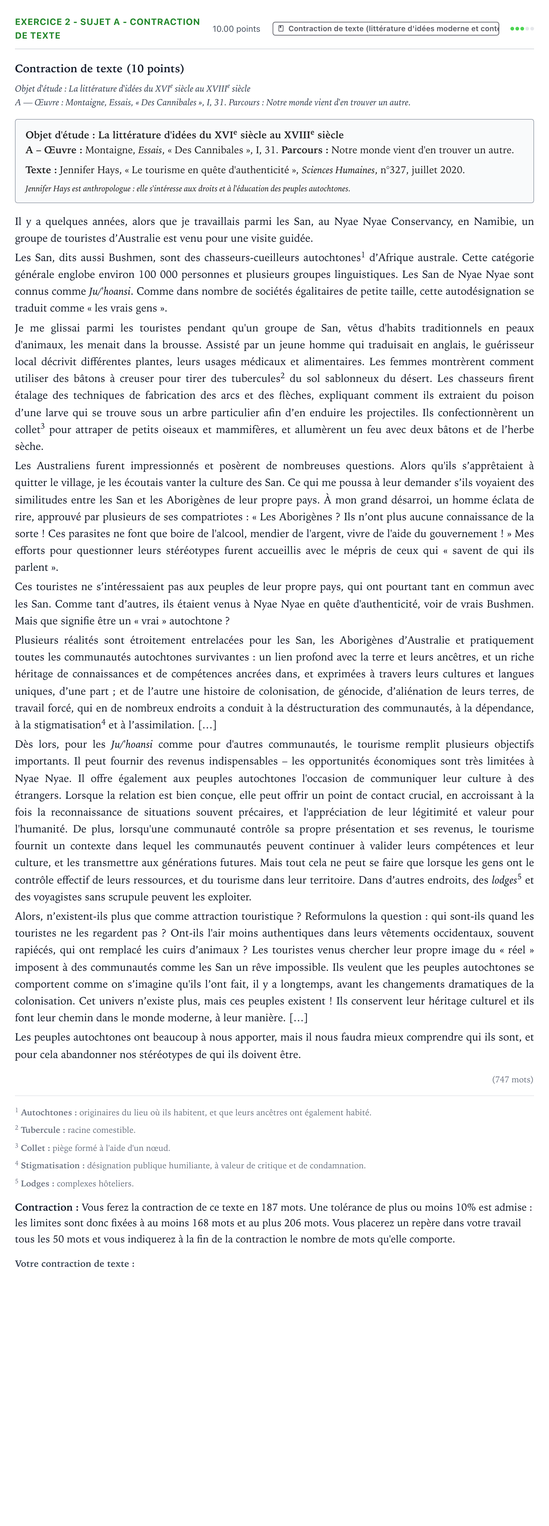Énoncé: Exercice 2 - Sujet A - Contraction de texte · Bac STMG Français Asie 2021 (jour 1)