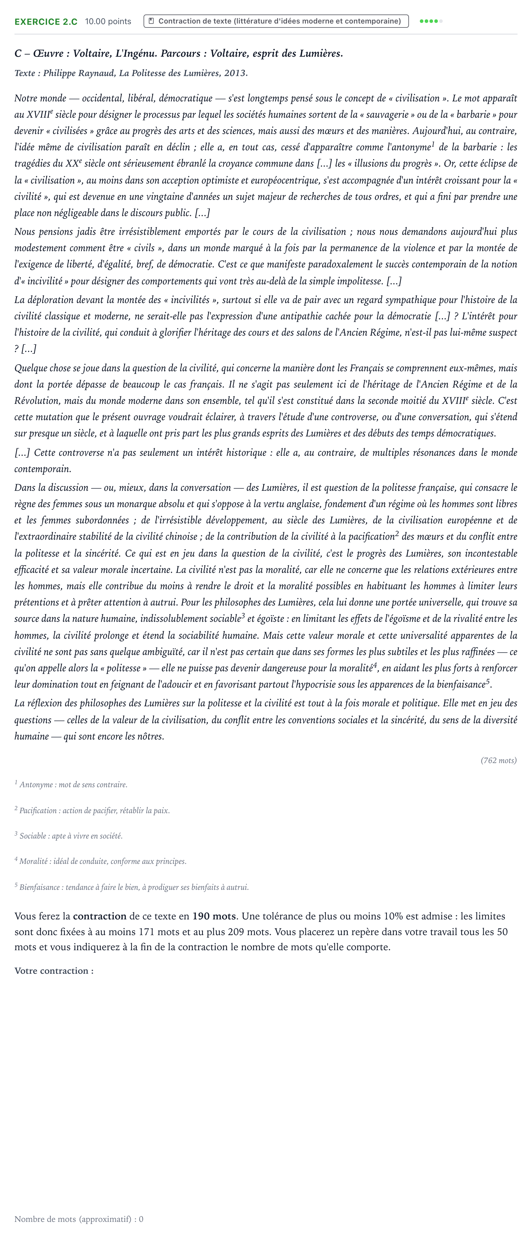 Énoncé: Exercice 2.C - Contraction de texte · Bac STMG Français Asie 2021 (jour 2)