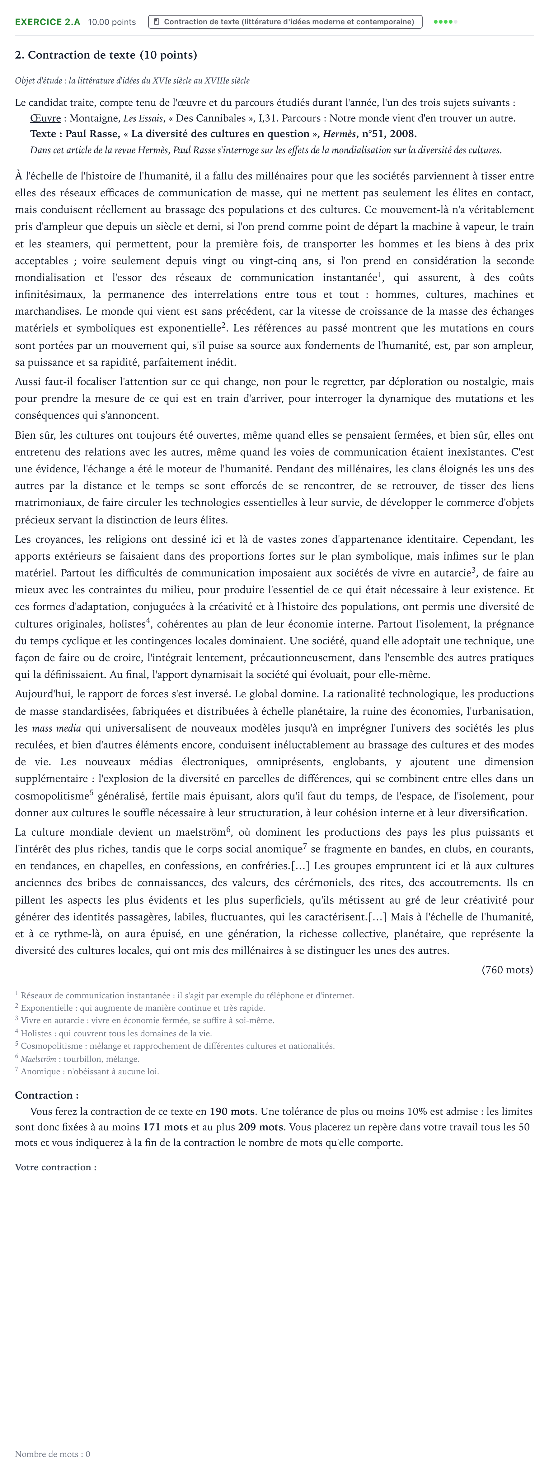 Énoncé: Exercice 2.A - Contraction de texte · Bac STMG Français Centres étrangers (Afrique) 2021 (jour 2)