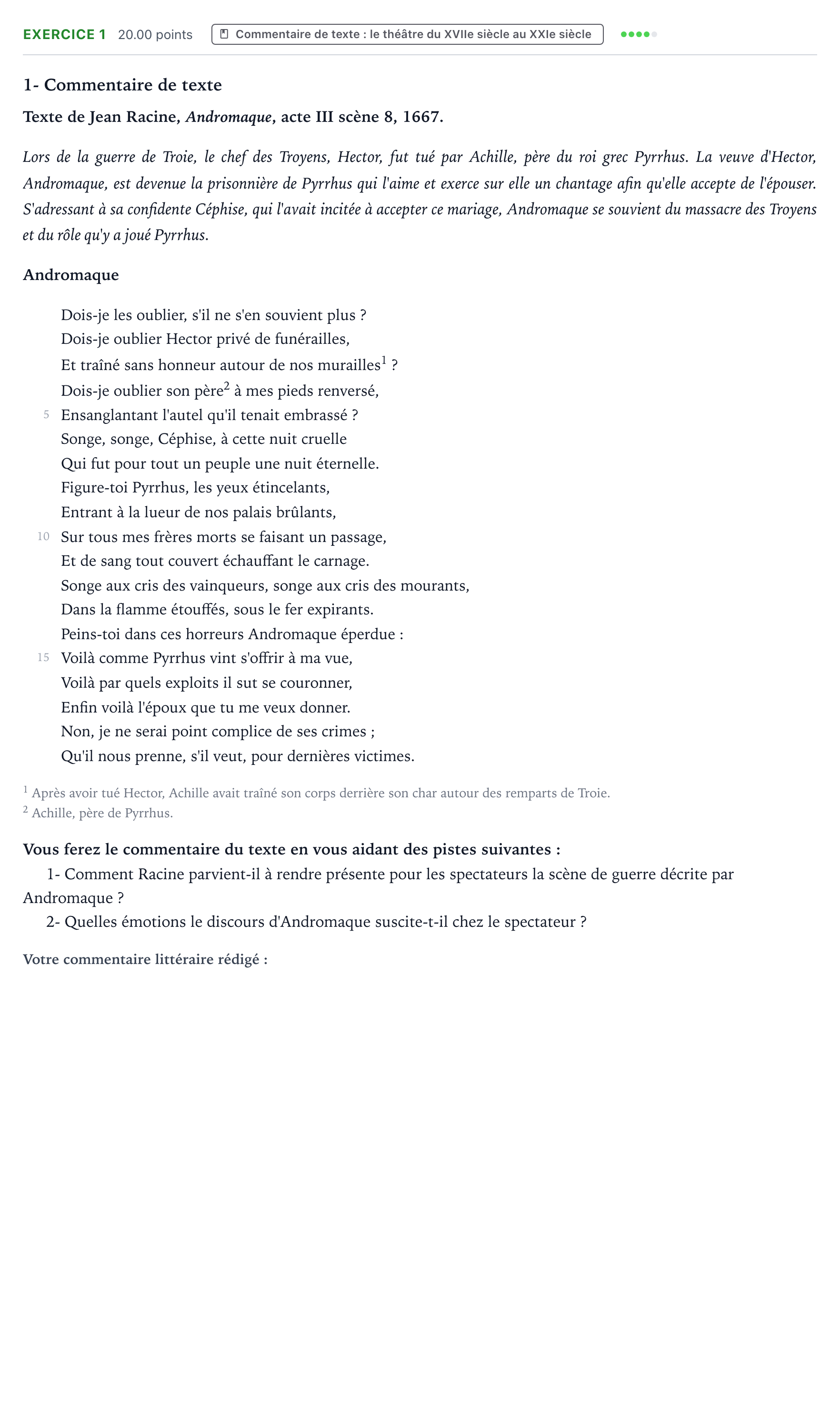 Énoncé: Exercice 1 - Commentaire de texte · Bac STMG Français Métropole remplacement 2021