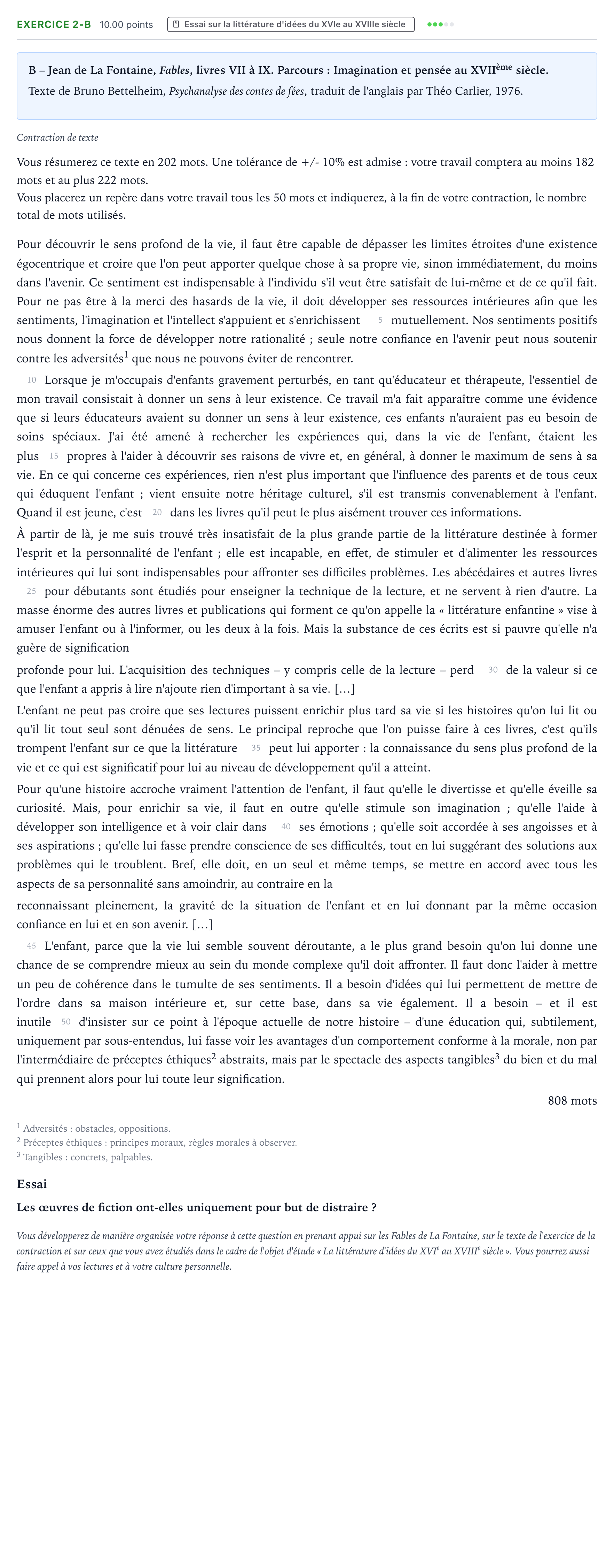 Énoncé: Exercice 2-B - Essai · Bac STMG Français Métropole remplacement 2021