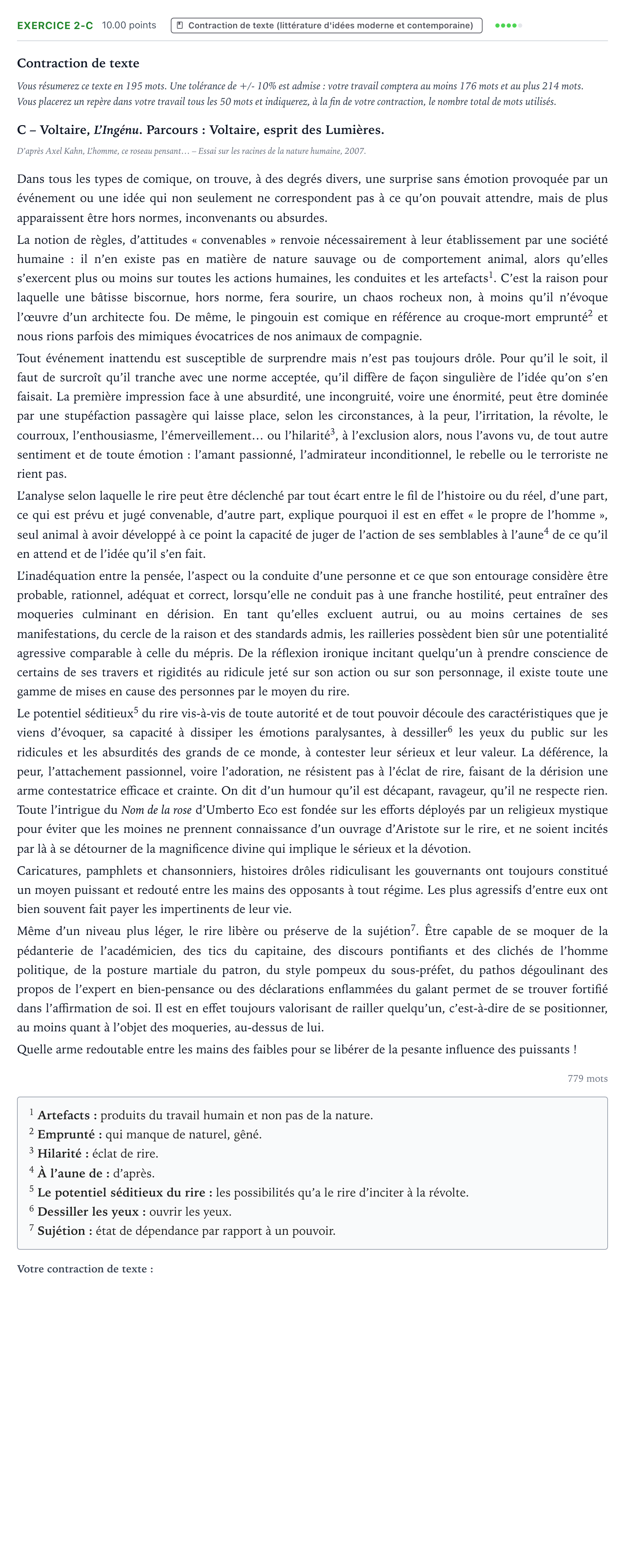 Énoncé: Exercice 2-C - Contraction de texte · Bac STMG Français Métropole remplacement 2021