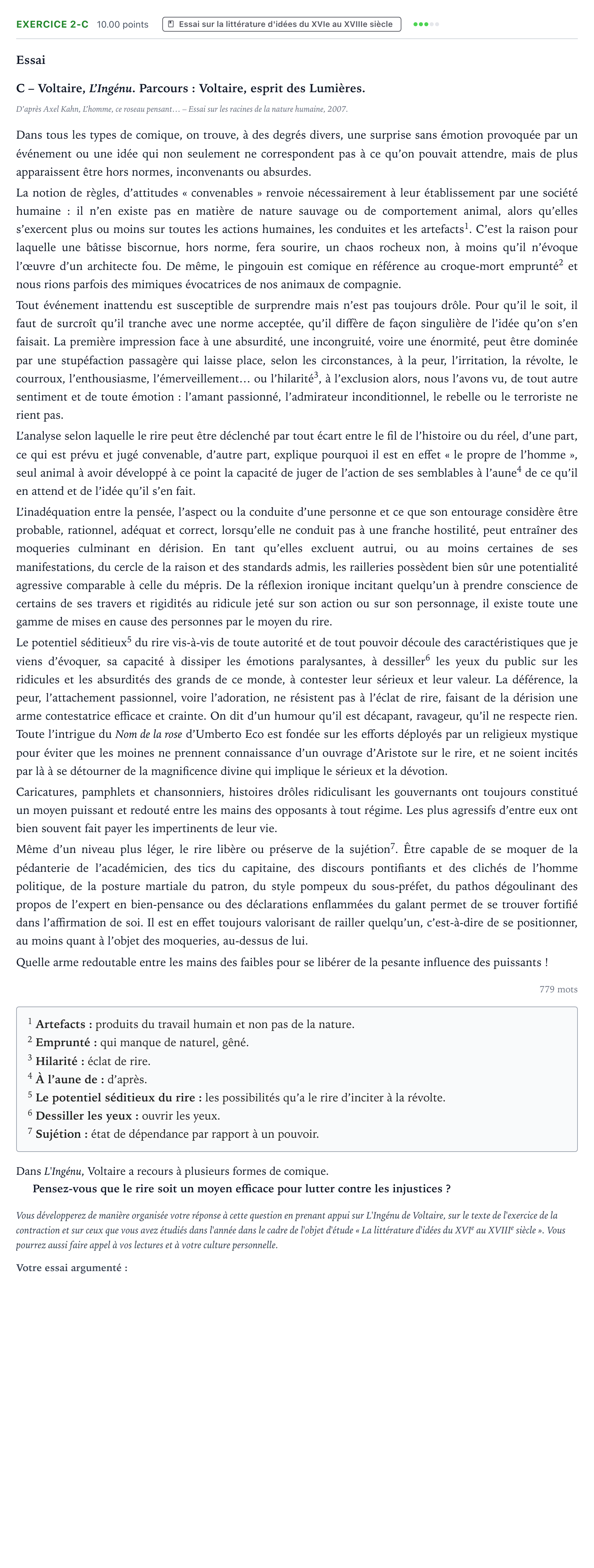 Énoncé: Exercice 2-C - Essai · Bac STMG Français Métropole remplacement 2021