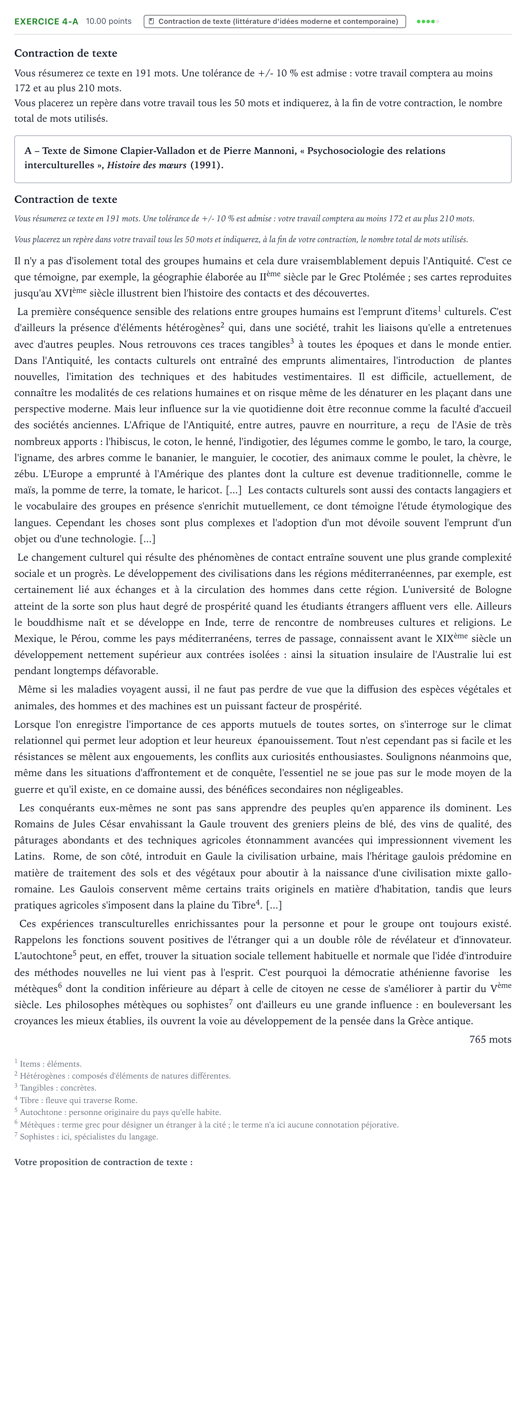 Énoncé: Exercice 4-A - Contraction de texte · Bac STMG Français Métropole remplacement 2021