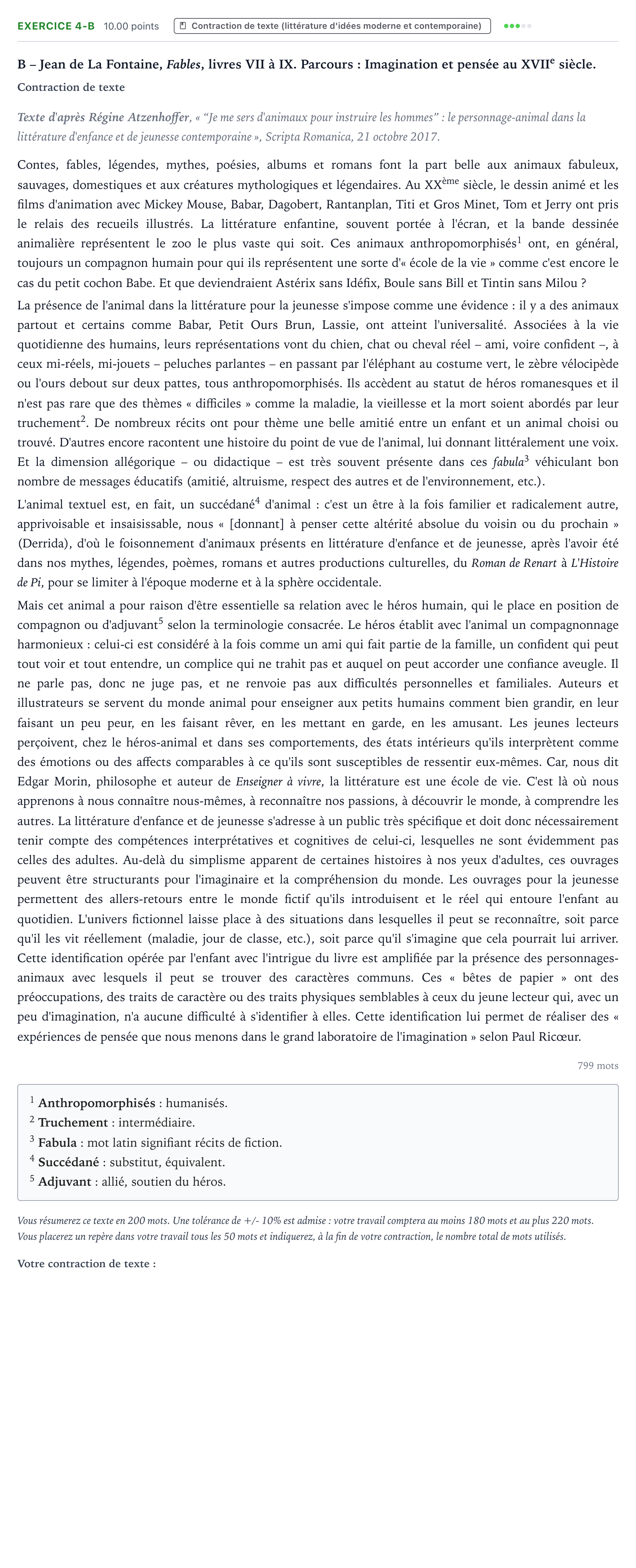 Énoncé: Exercice 4-B - Contraction de texte · Bac STMG Français Métropole remplacement 2021