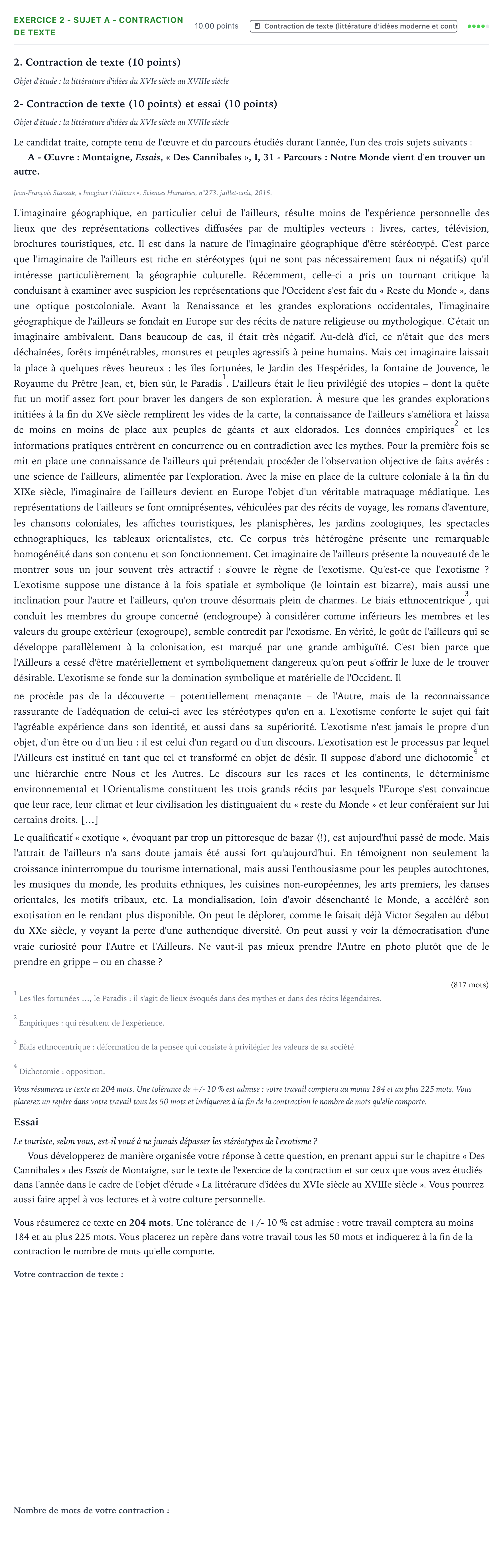 Énoncé: Exercice 2 - Sujet A - Contraction de texte · Bac STMG Français Polynésie 2021 (jour 1)