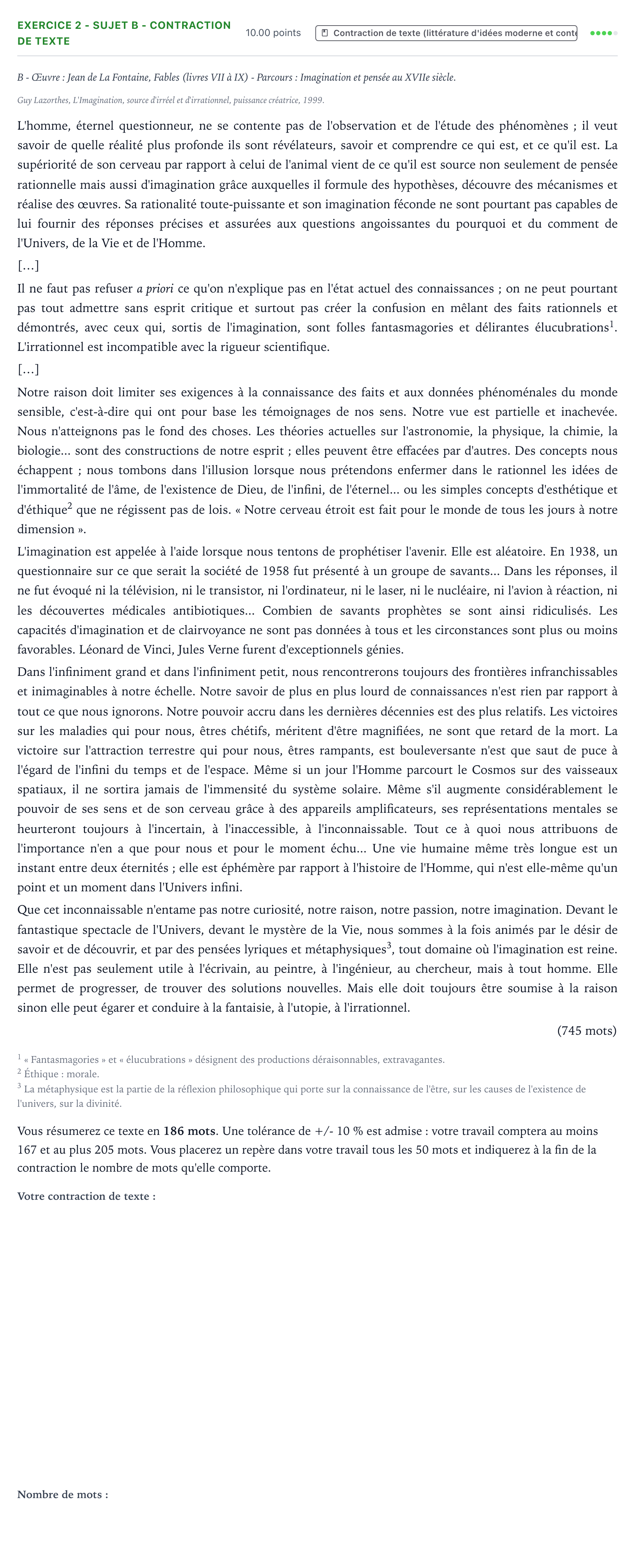 Énoncé: Exercice 2 - Sujet B - Contraction de texte · Bac STMG Français Polynésie 2021 (jour 1)