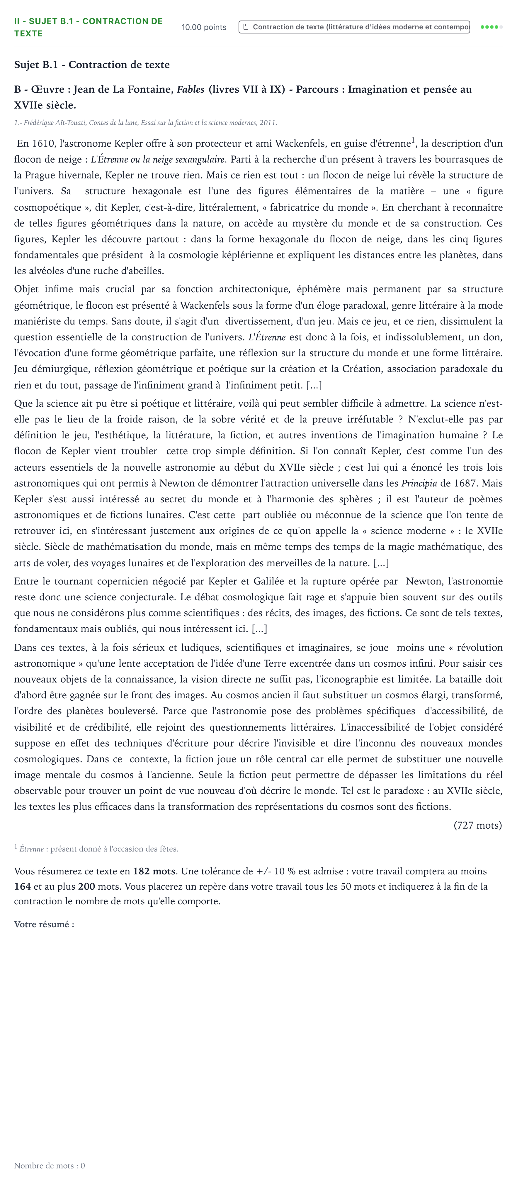 Énoncé: Exercice II - Sujet B.1 - Contraction de texte · Bac STMG Français Polynésie remplacement 2021