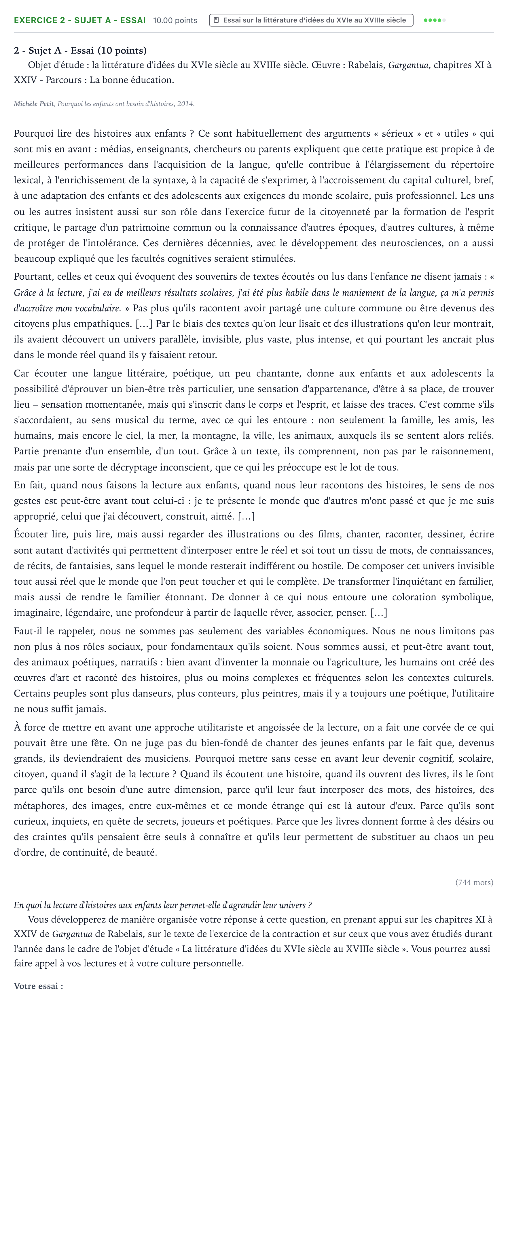 Énoncé: Exercice 2 - Sujet A - Essai · Bac STMG Français Antilles-Guyane session normale 2022