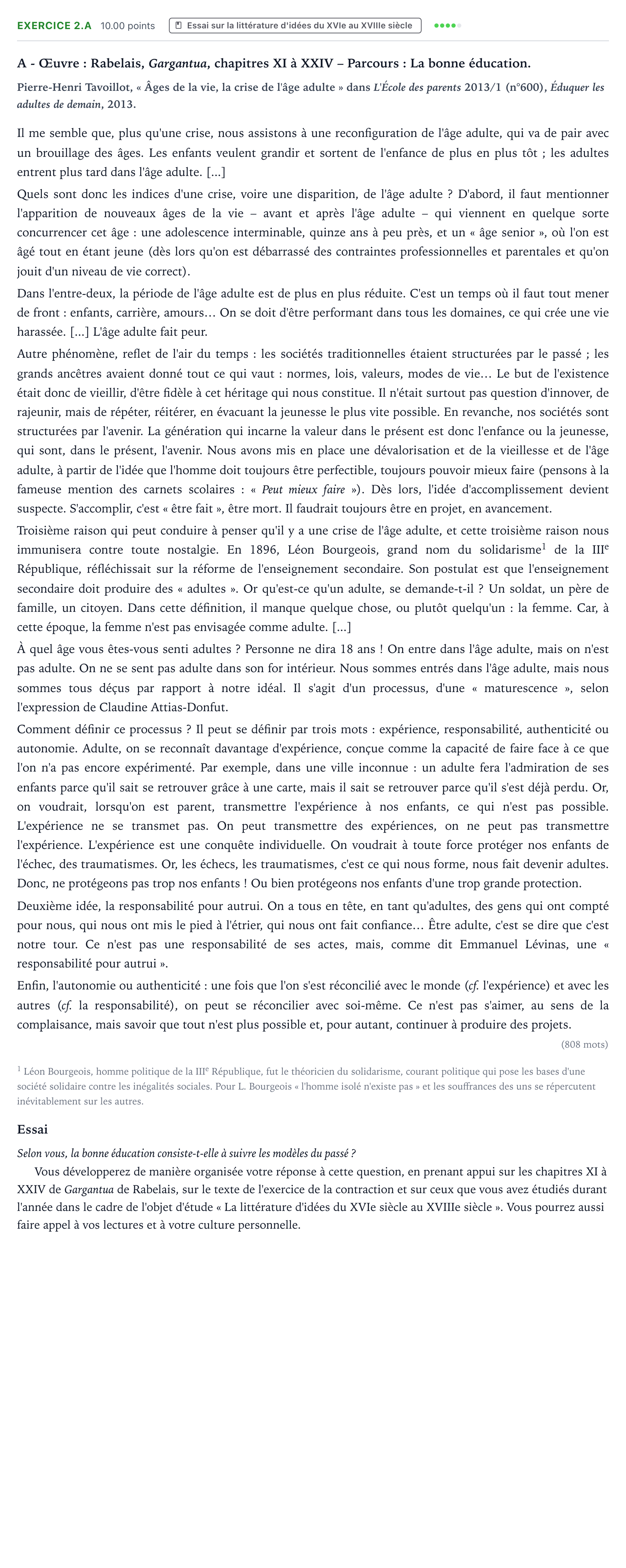 Énoncé: Exercice 2.A - Essai · Bac STMG Français Antilles-Guyane remplacement 2022