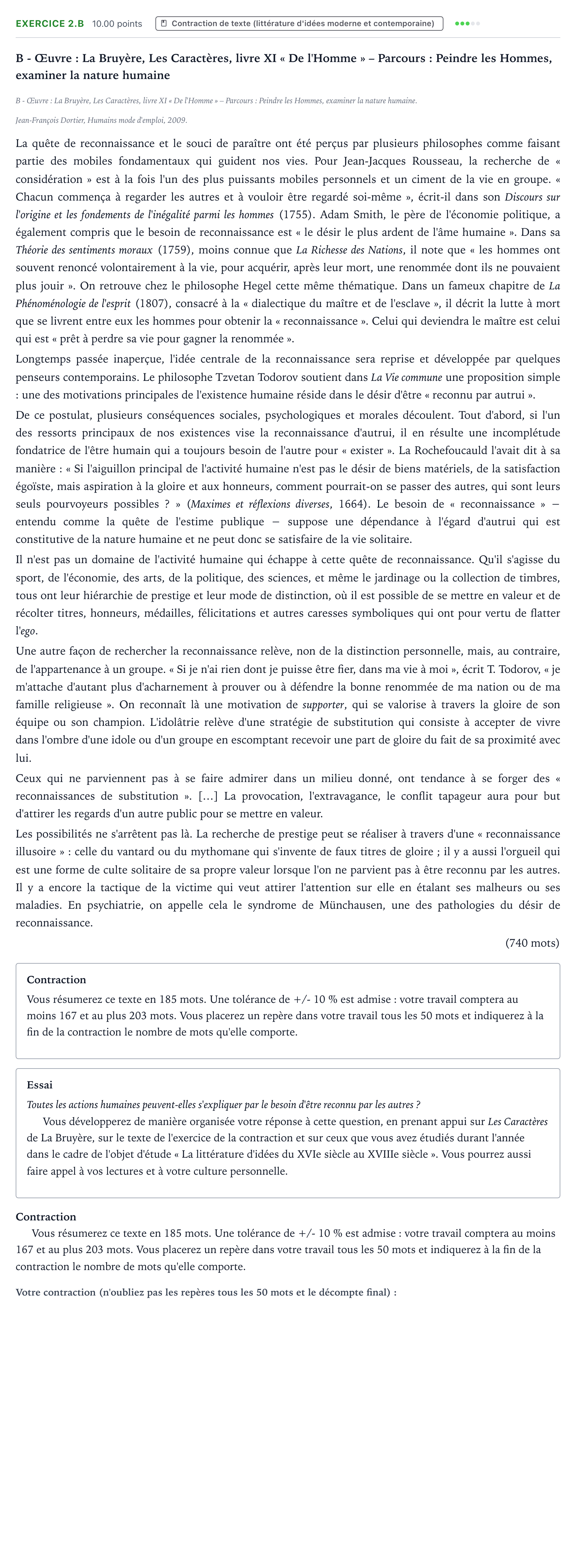 Énoncé: Exercice 2.B - Contraction de texte · Bac STMG Français Antilles-Guyane remplacement 2022