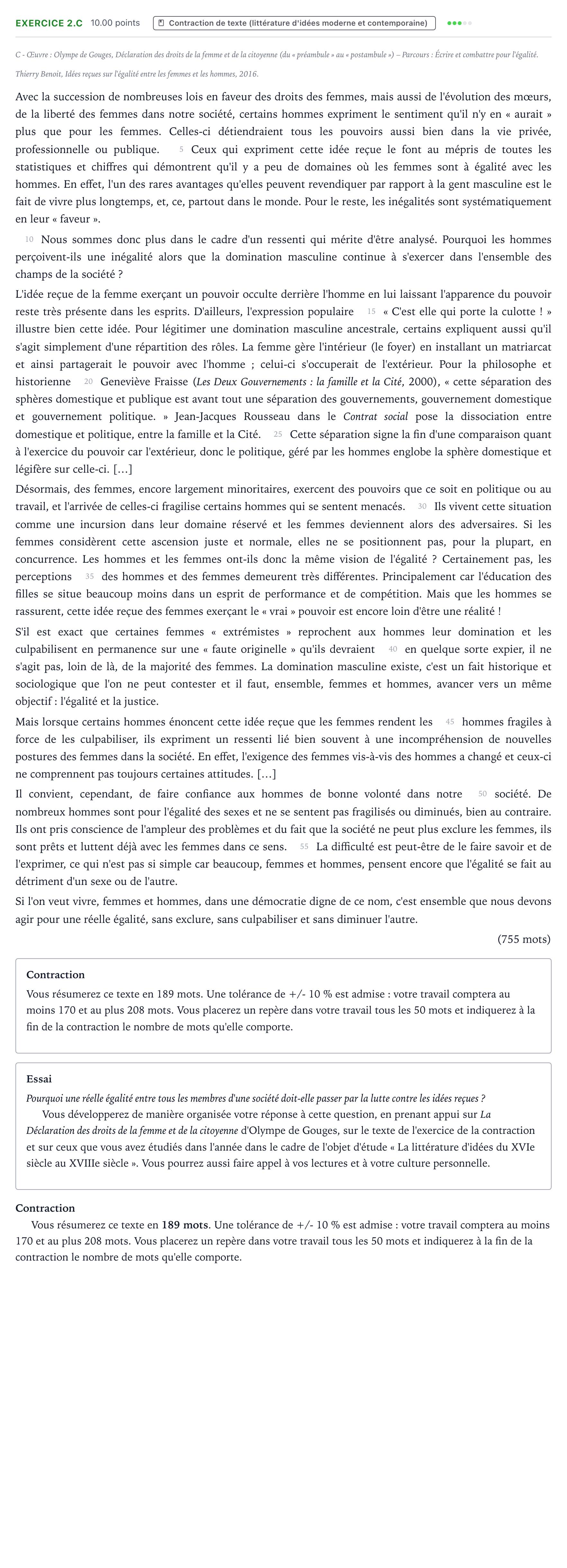 Énoncé: Exercice 2.C - Contraction de texte · Bac STMG Français Antilles-Guyane remplacement 2022