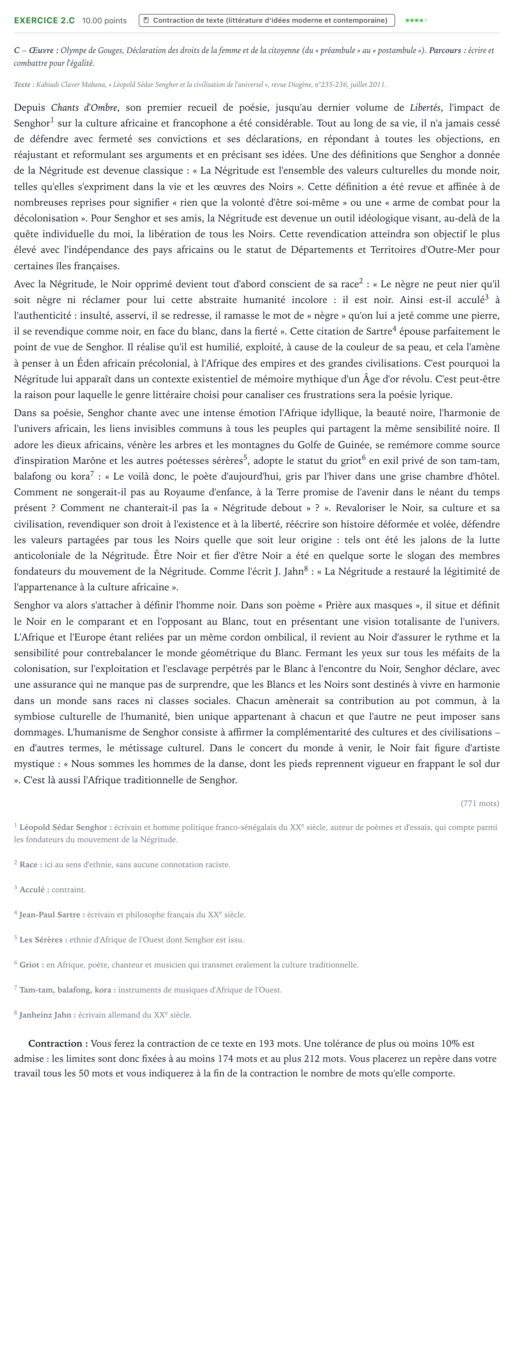 Énoncé: Exercice 2.C - Contraction de texte · Bac STMG Français Asie session normale 2022