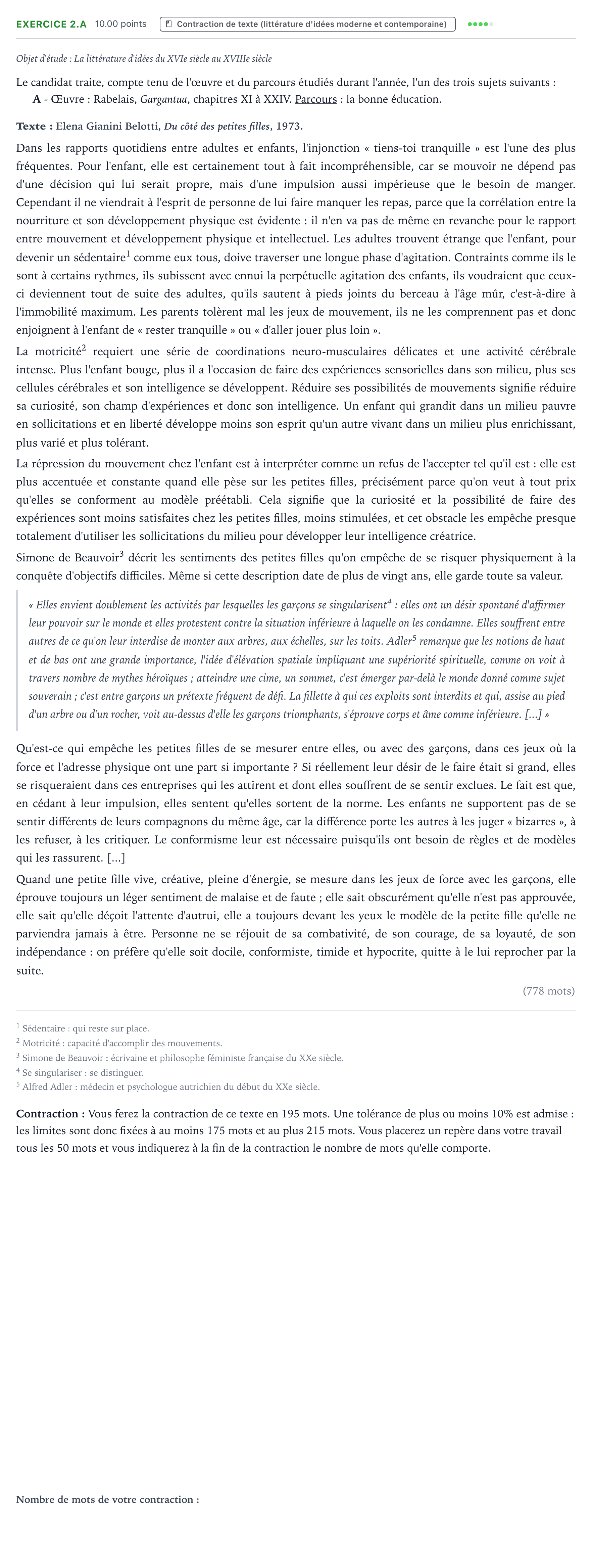 Énoncé: Exercice 2.A - Contraction de texte · Bac STMG Français Centres étrangers (Afrique) session normale 2022