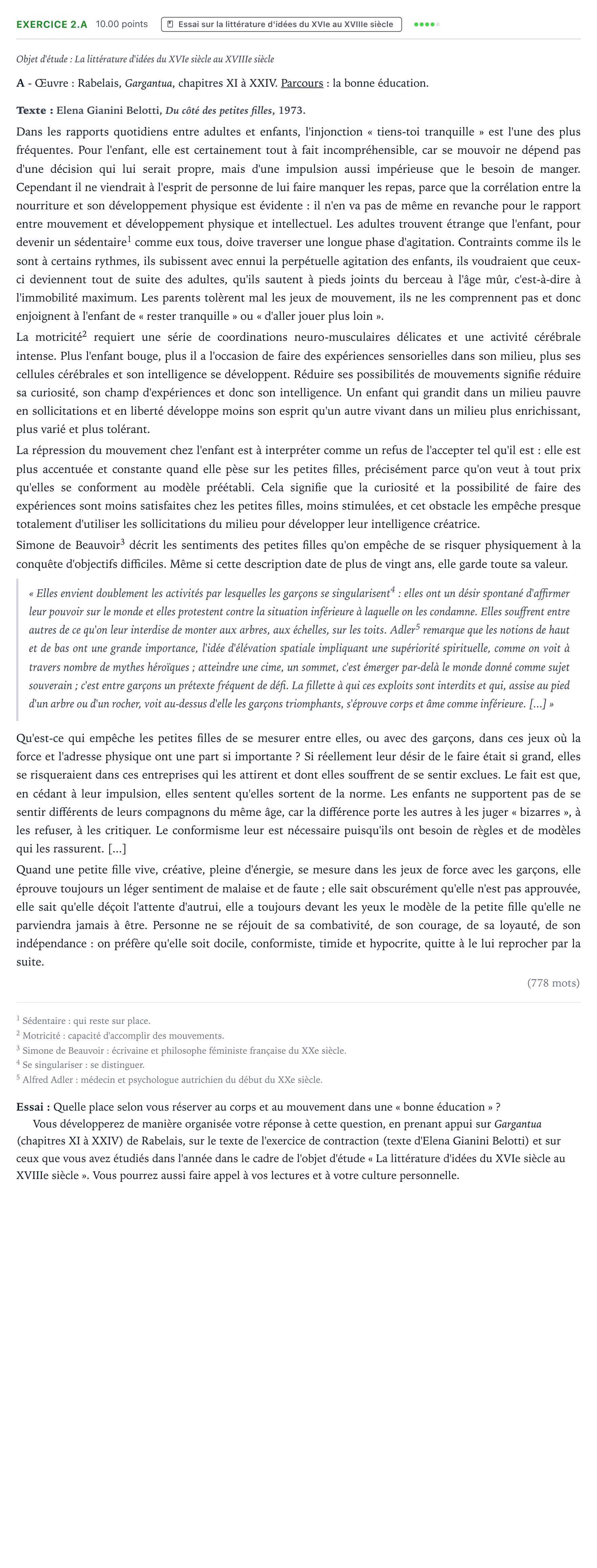 Énoncé: Exercice 2.A - Essai · Bac STMG Français Centres étrangers (Afrique) session normale 2022