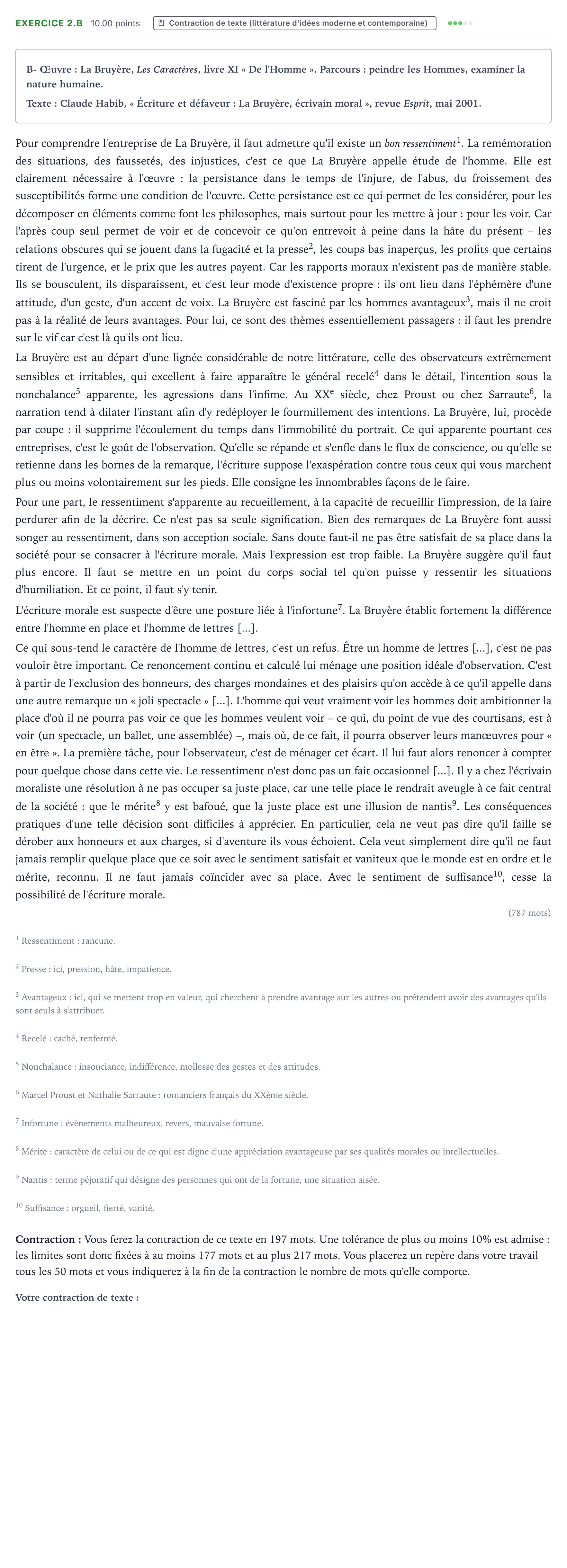 Énoncé: Exercice 2.B - Contraction de texte · Bac STMG Français Centres étrangers (Afrique) session normale 2022