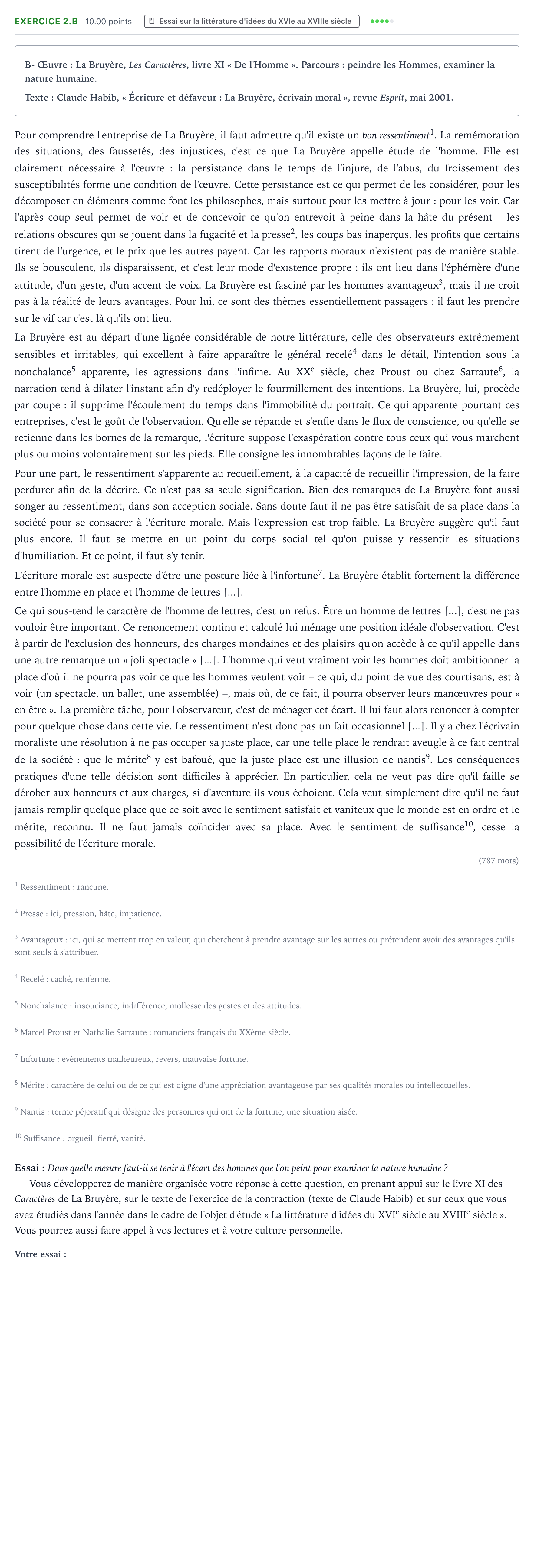 Énoncé: Exercice 2.B - Essai · Bac STMG Français Centres étrangers (Afrique) session normale 2022