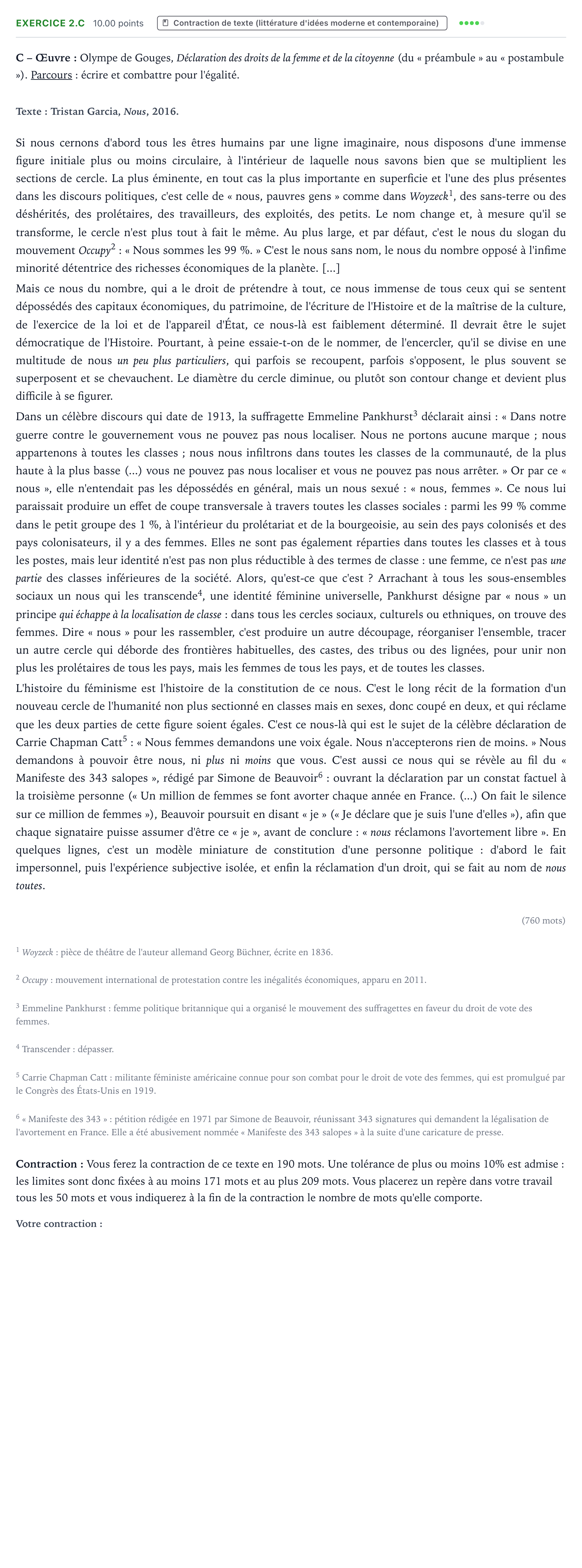 Énoncé: Exercice 2.C - Contraction de texte · Bac STMG Français Centres étrangers (Afrique) session normale 2022