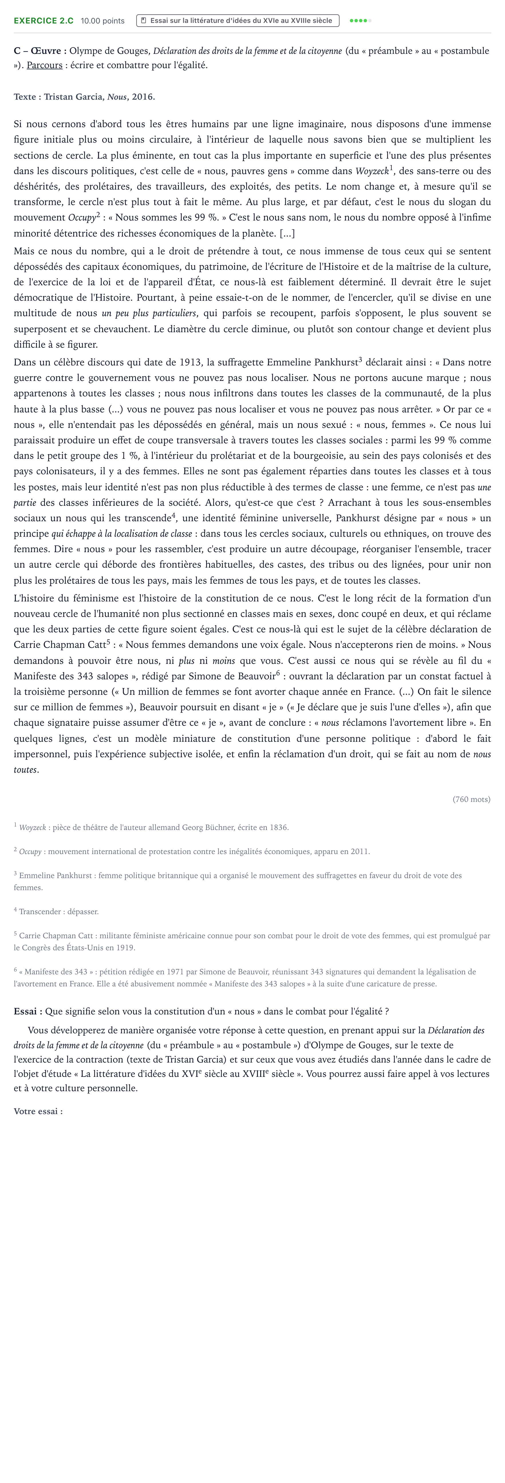 Énoncé: Exercice 2.C - Essai · Bac STMG Français Centres étrangers (Afrique) session normale 2022