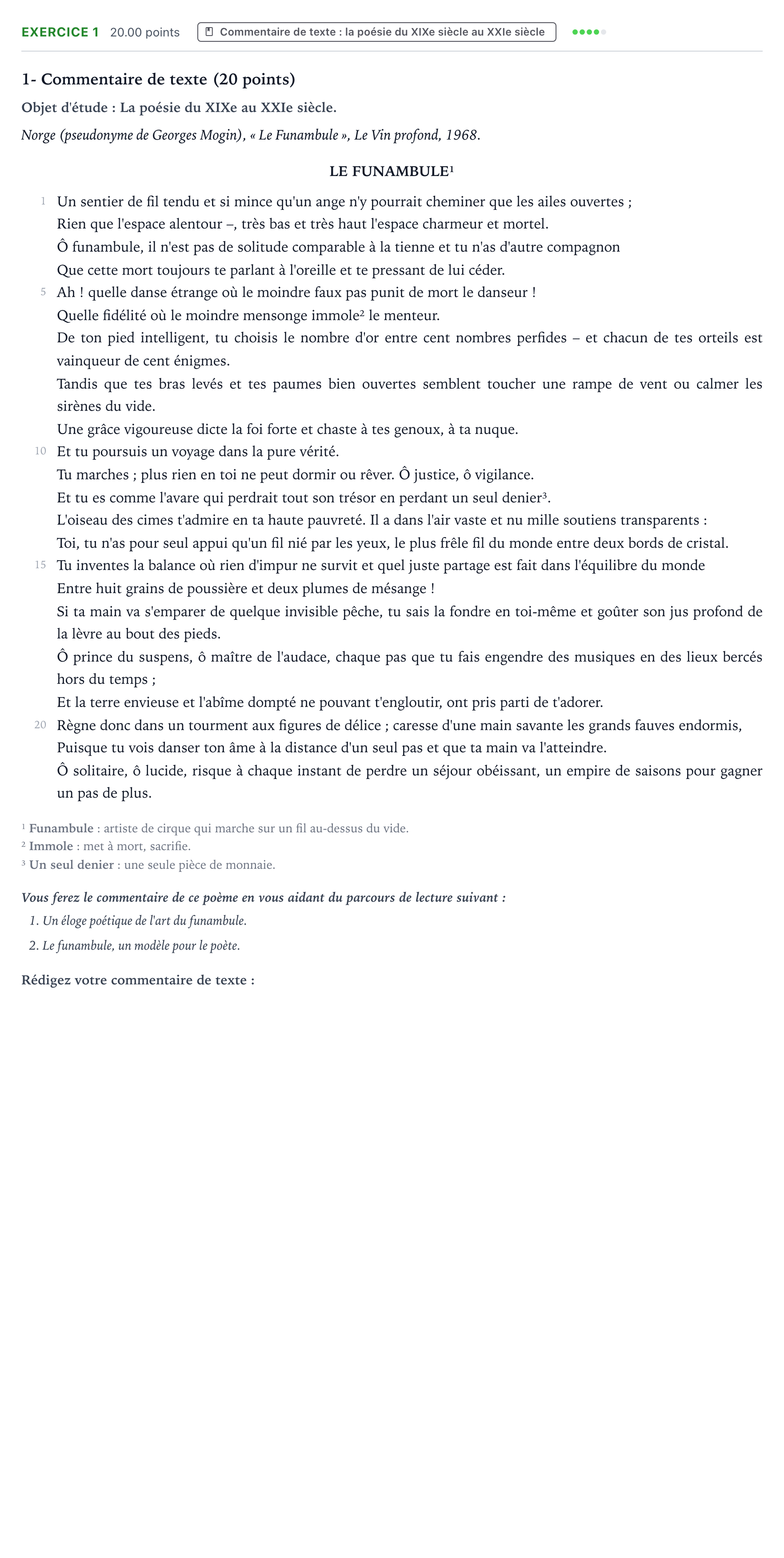 Énoncé: Exercice 1 - Commentaire de texte · Bac STMG Français Métropole remplacement 2022