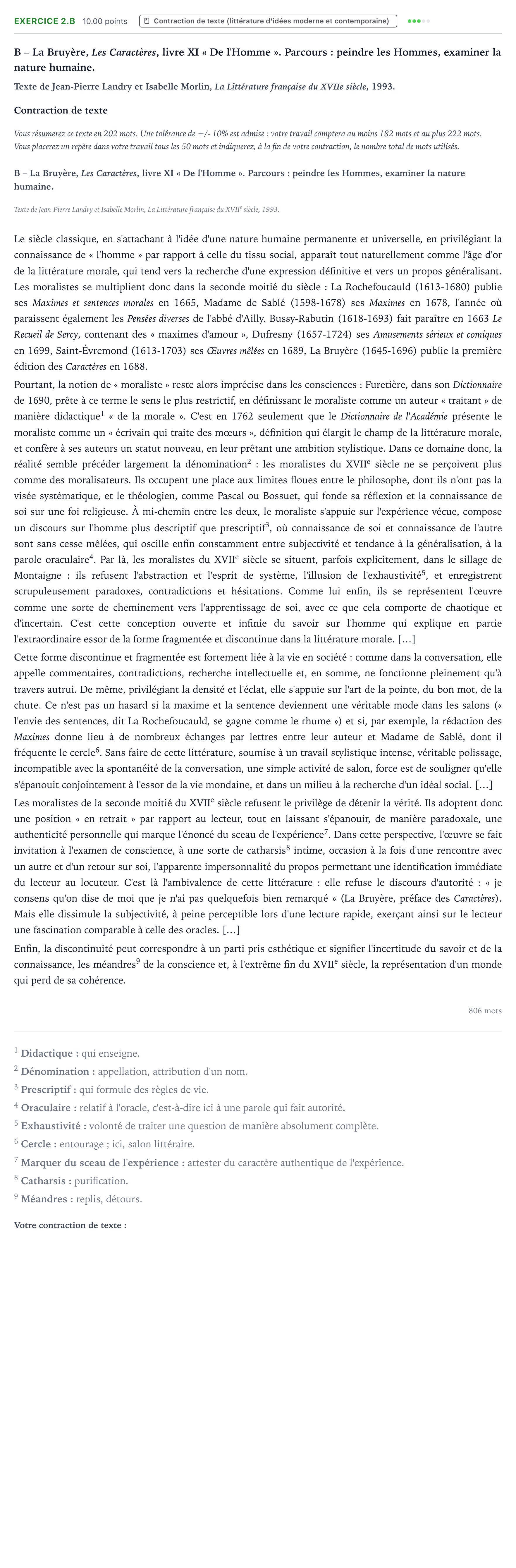 Énoncé: Exercice 2.B - Contraction de texte · Bac STMG Français Métropole remplacement 2022
