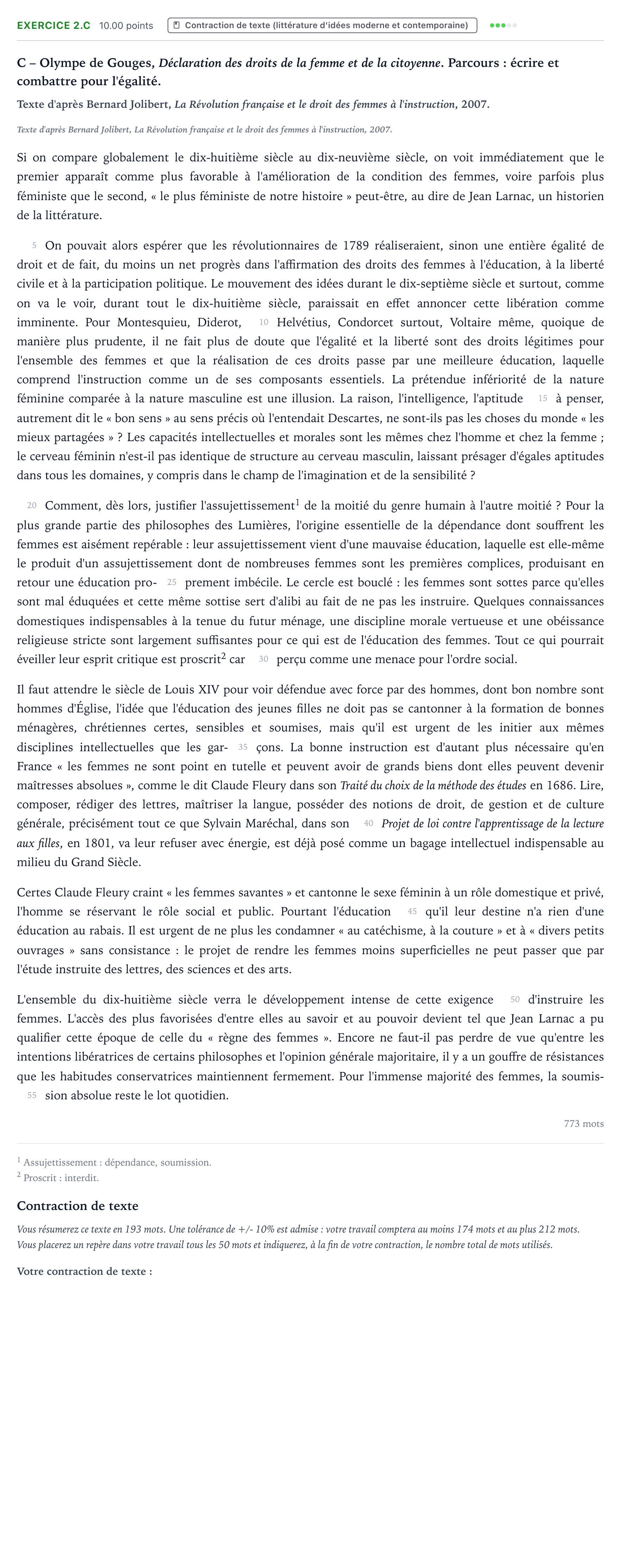 Énoncé: Exercice 2.C - Contraction de texte · Bac STMG Français Métropole remplacement 2022
