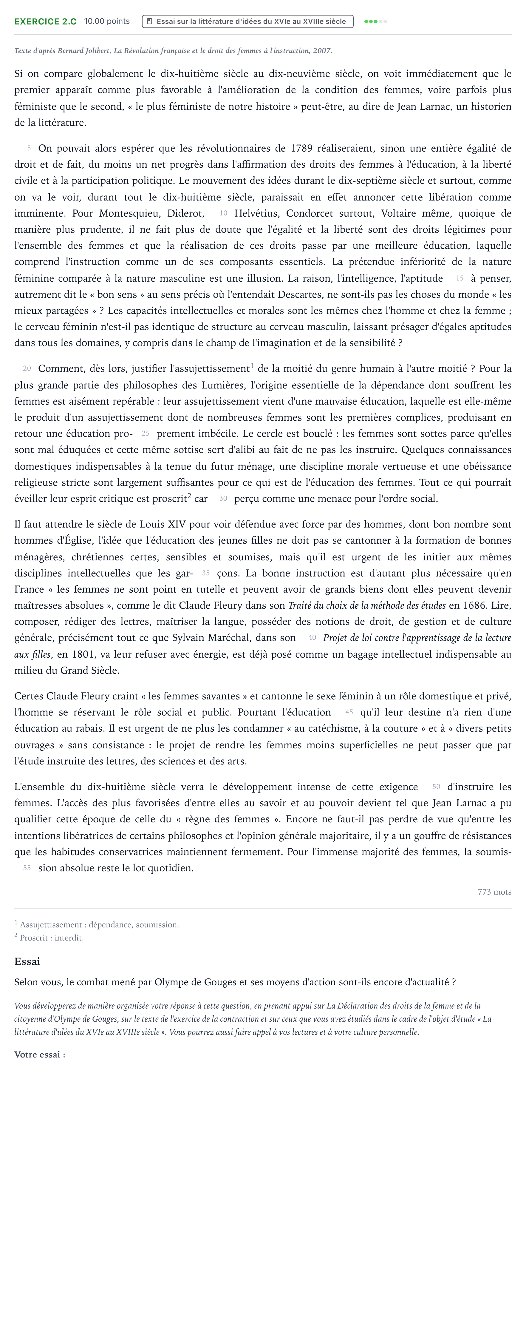 Énoncé: Exercice 2.C - Essai · Bac STMG Français Métropole remplacement 2022
