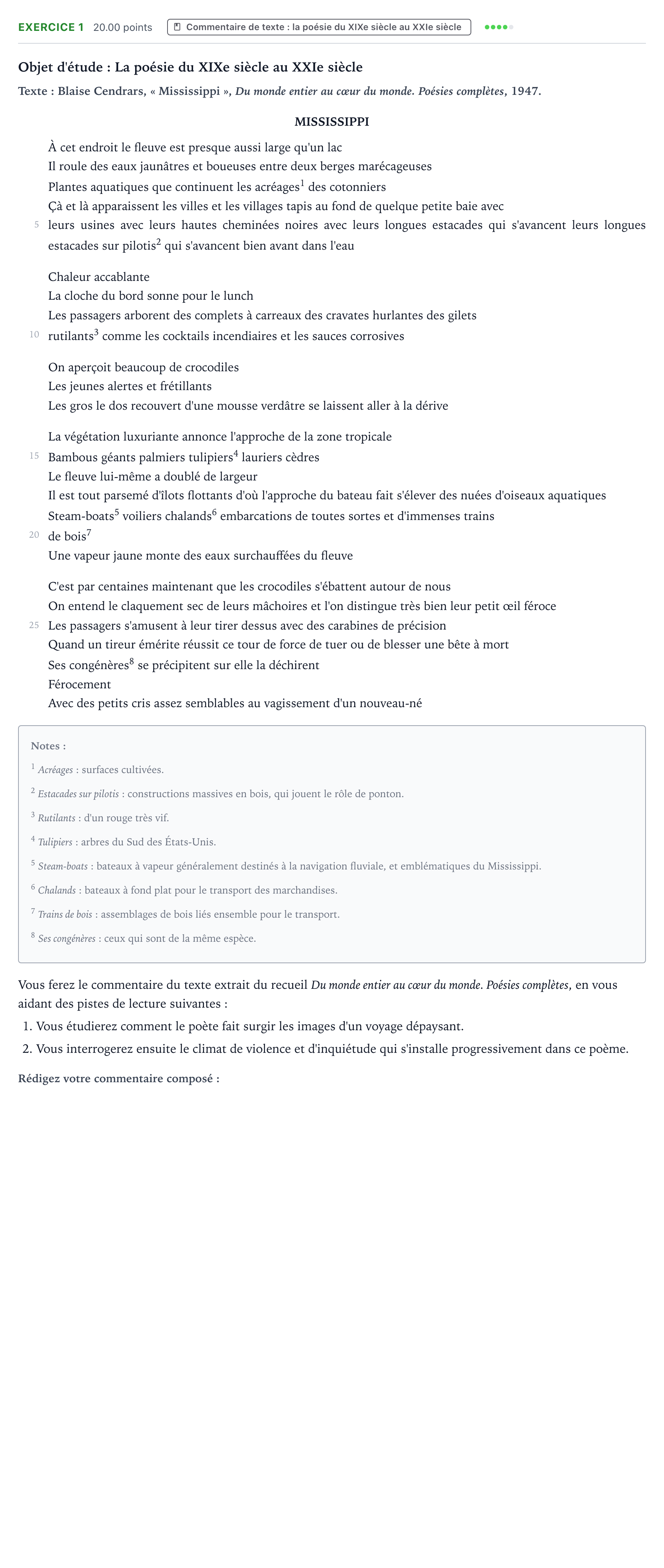 Énoncé: Exercice 1 - Commentaire de texte · Bac STMG Français Nouvelle-Calédonie session normale 2022
