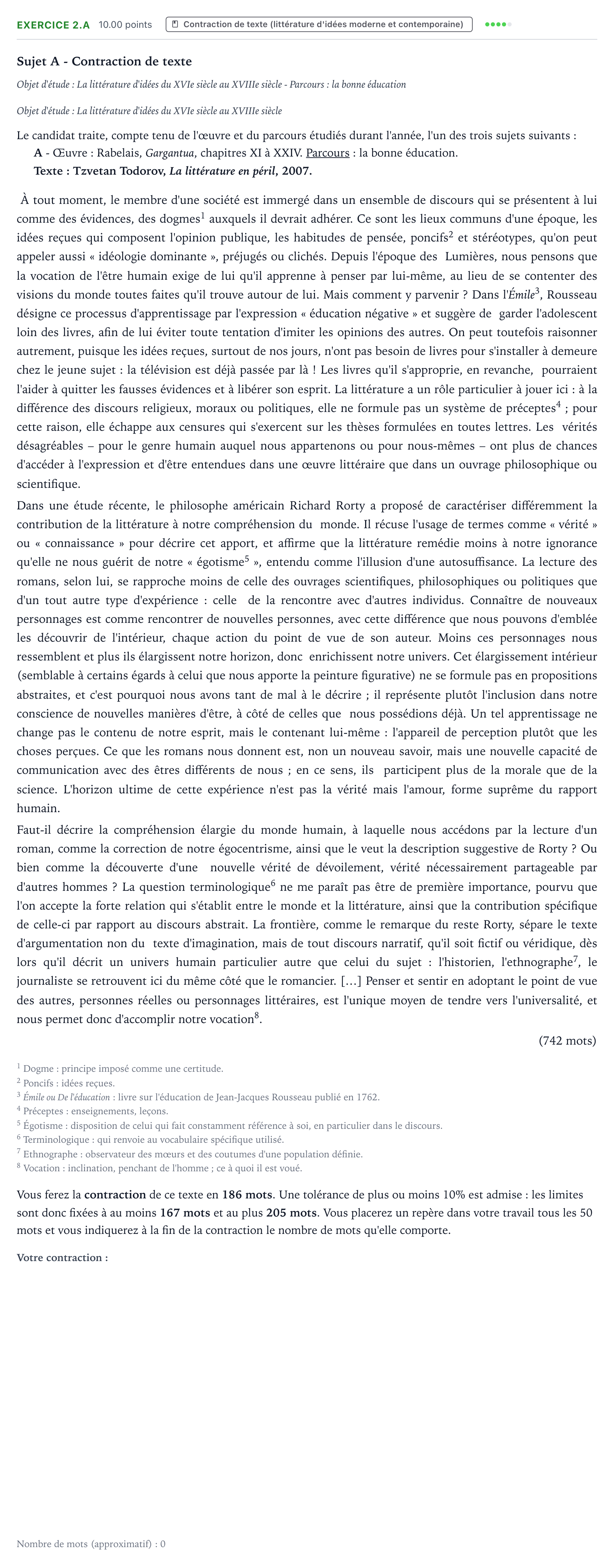 Énoncé: Exercice 2.A - Contraction de texte · Bac STMG Français Nouvelle-Calédonie session normale 2022