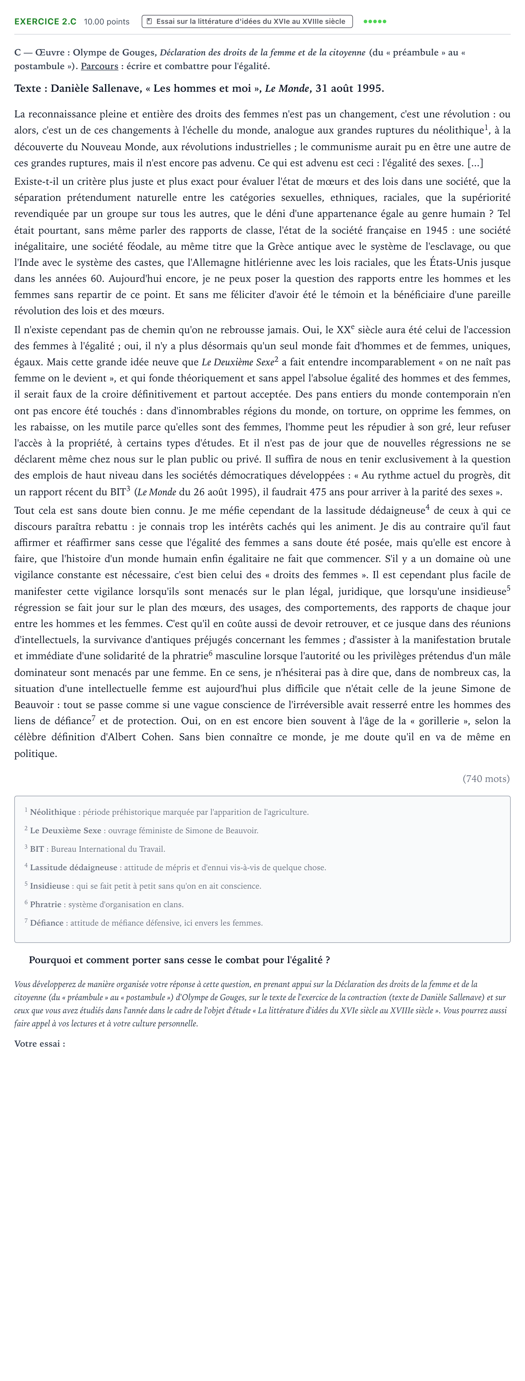 Énoncé: Exercice 2.C - Essai · Bac STMG Français Nouvelle-Calédonie session normale 2022