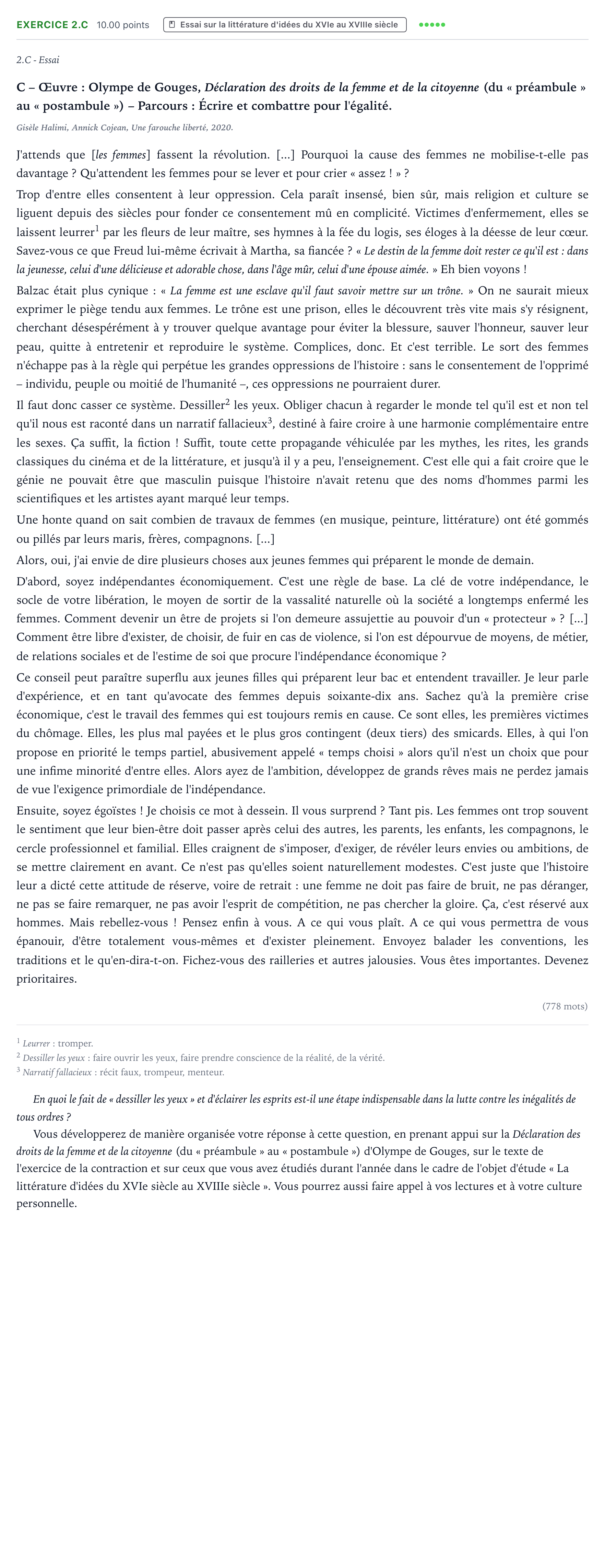 Énoncé: Exercice 2.C - Essai · Bac STMG Français Polynésie session normale 2022